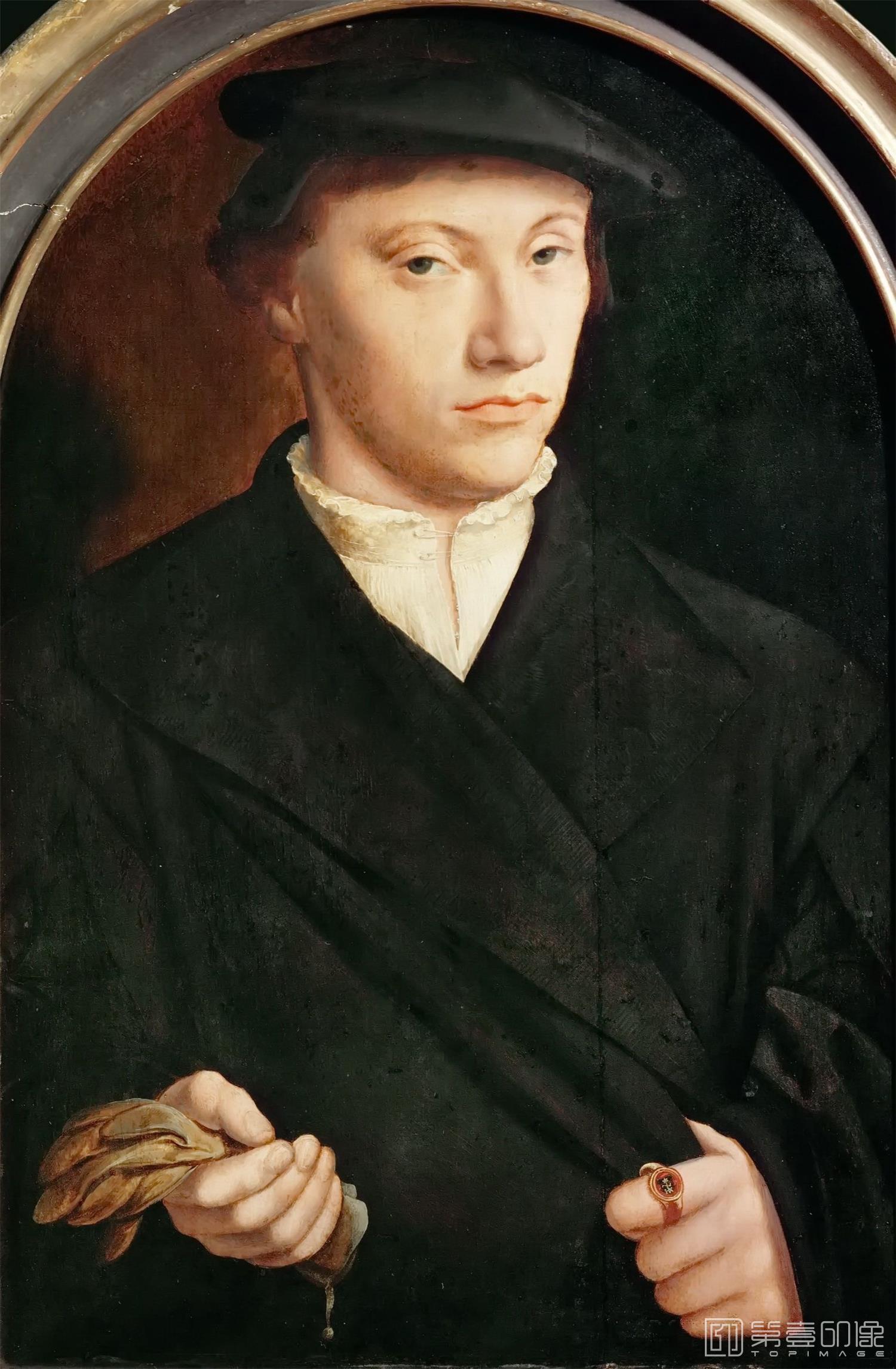油画-奥地利维也纳艺术史博物馆-Bartholomaeus Bruyn the Elder (1493-1555)-Portrait of a Young Man with