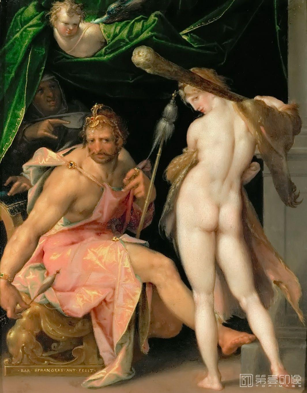 油画-奥地利维也纳艺术史博物馆-Bartholomaeus Spranger-Hercules and Omphale