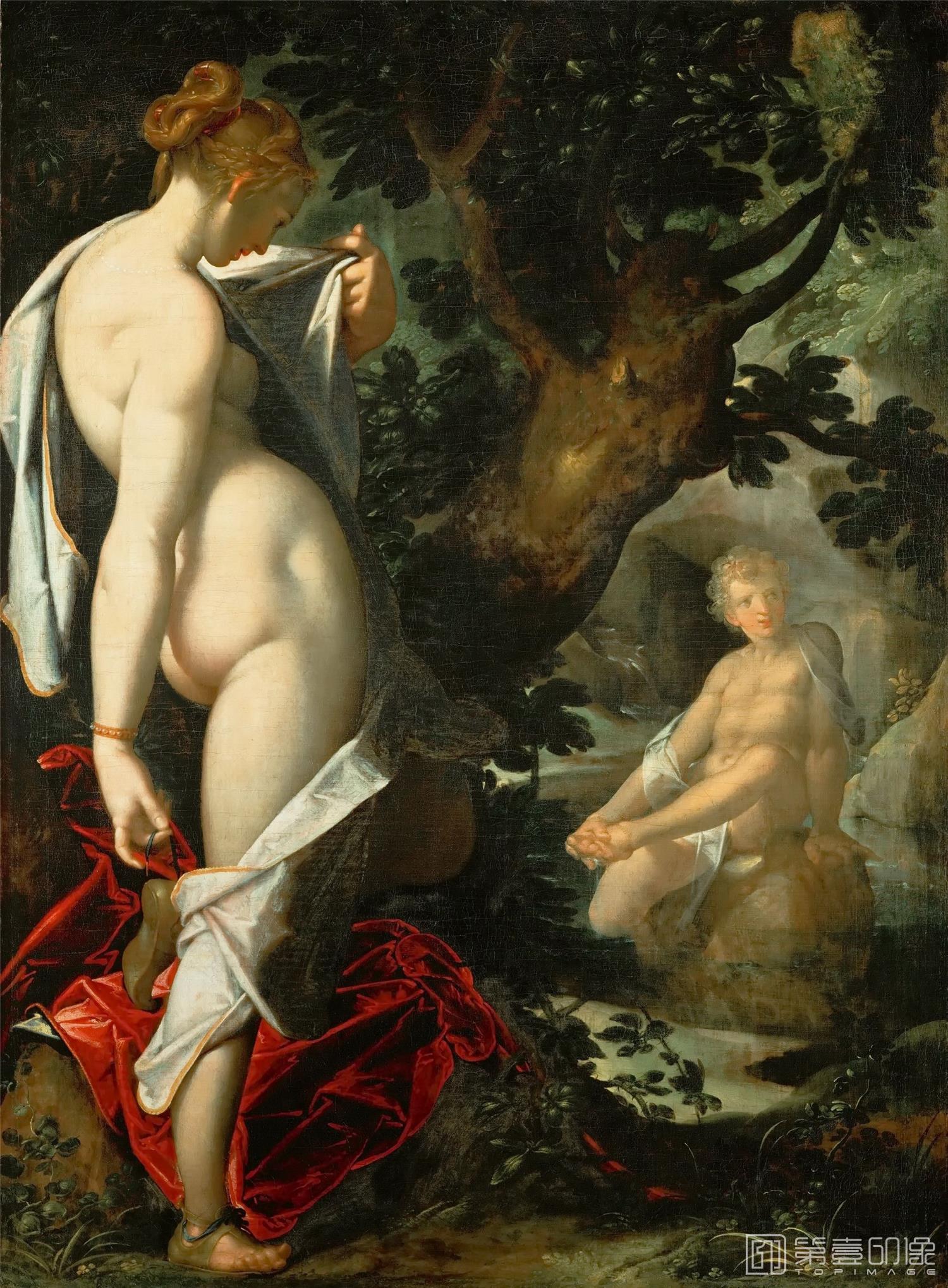油画-奥地利维也纳艺术史博物馆-Bartholomaeus Spranger-Hermaphroditus and the nymph Salamacis