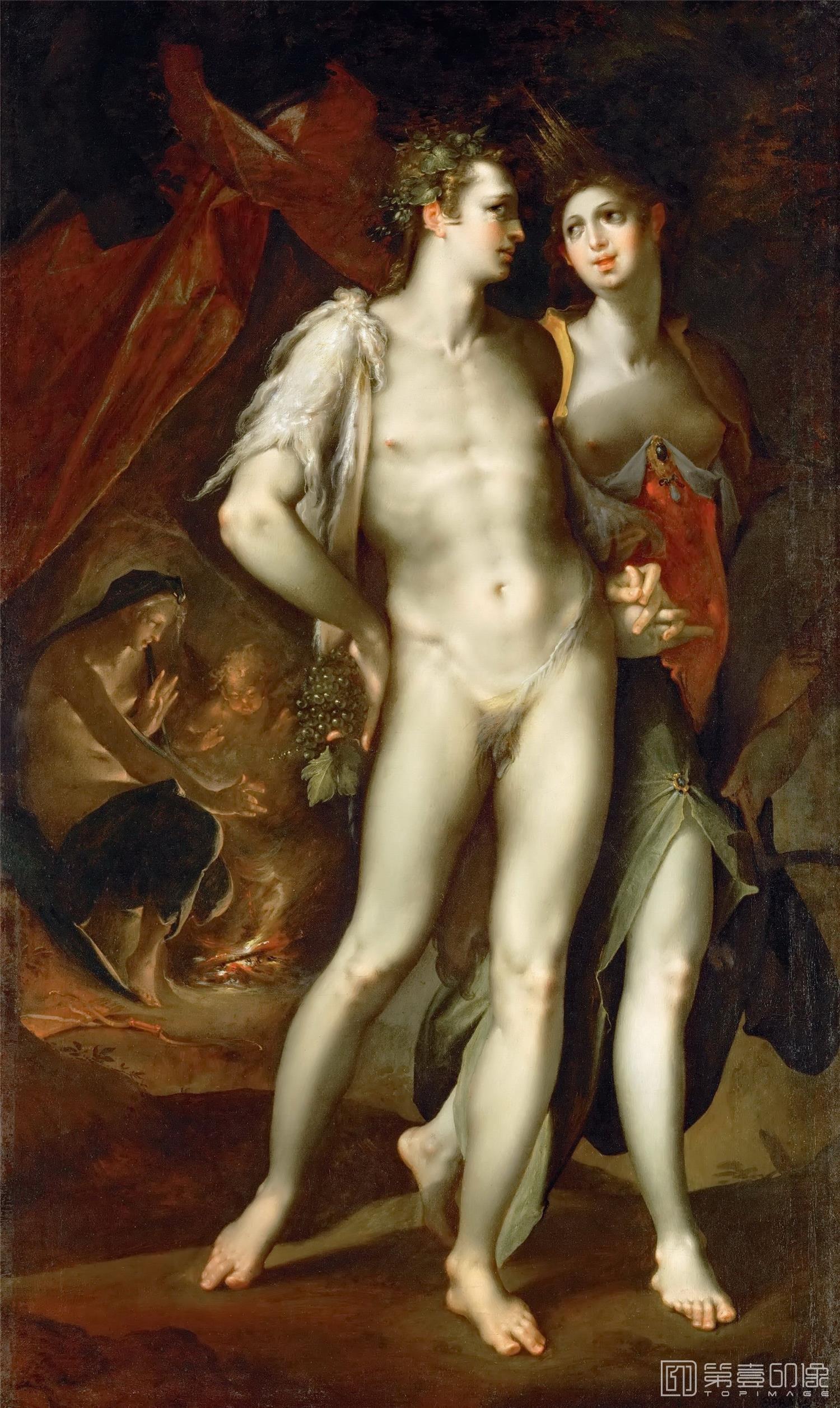 油画-奥地利维也纳艺术史博物馆-Bartholomaeus Spranger-Love is Cold without Ceres and Bacchus