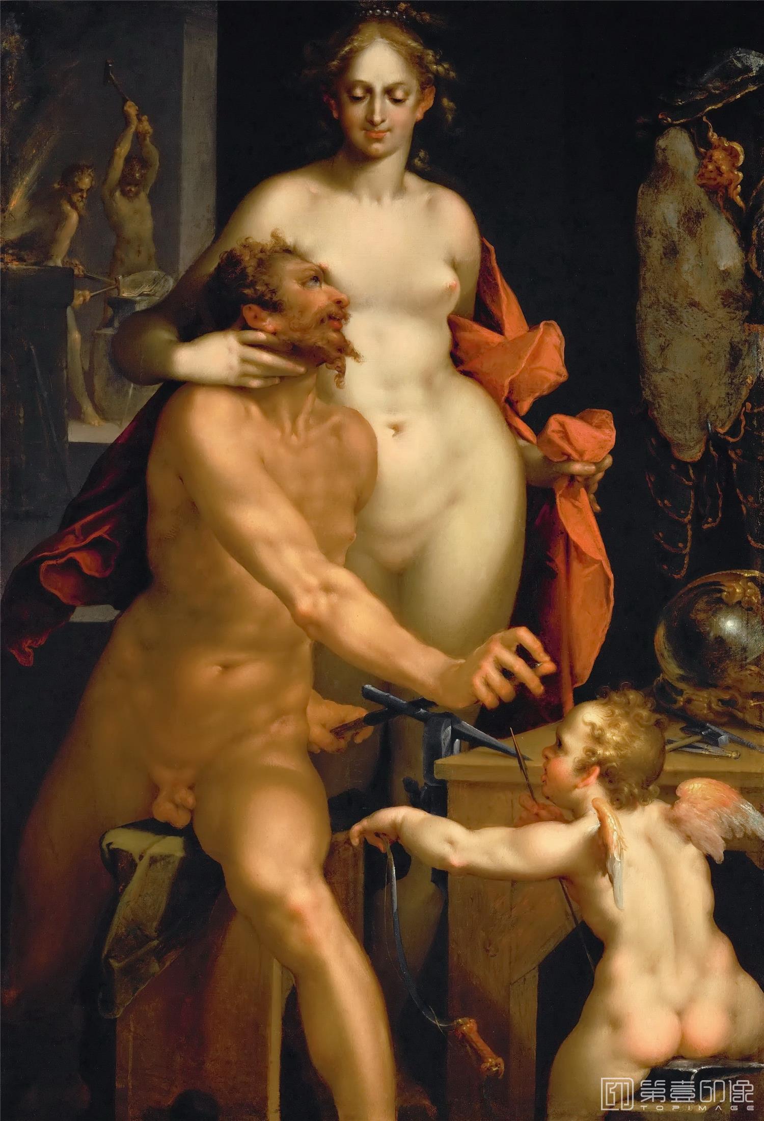 油画-奥地利维也纳艺术史博物馆-Bartholomaeus Spranger-Venus in Vulcan’s Forge