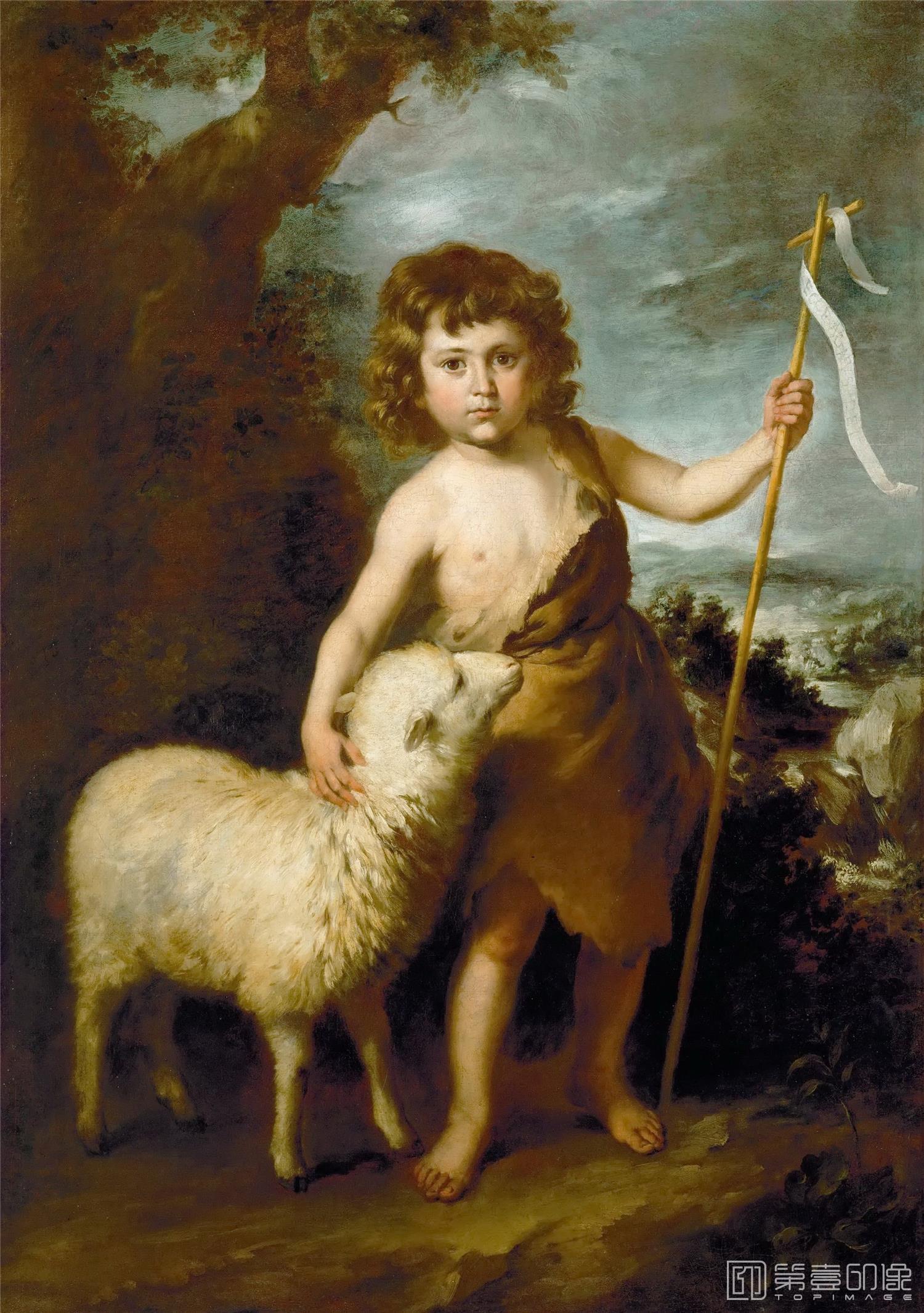 油画-奥地利维也纳艺术史博物馆-Bartolomé Estebán Murillo-Young John the Baptist