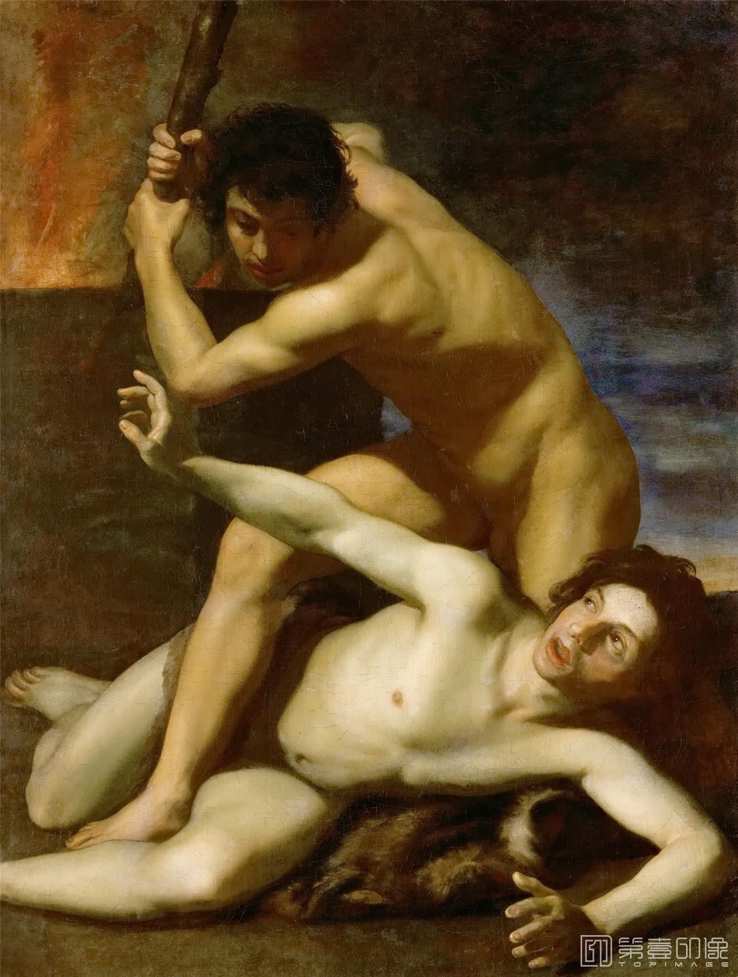 油画-奥地利维也纳艺术史博物馆-Bartolomeo Manfredi-Cain killing his brother