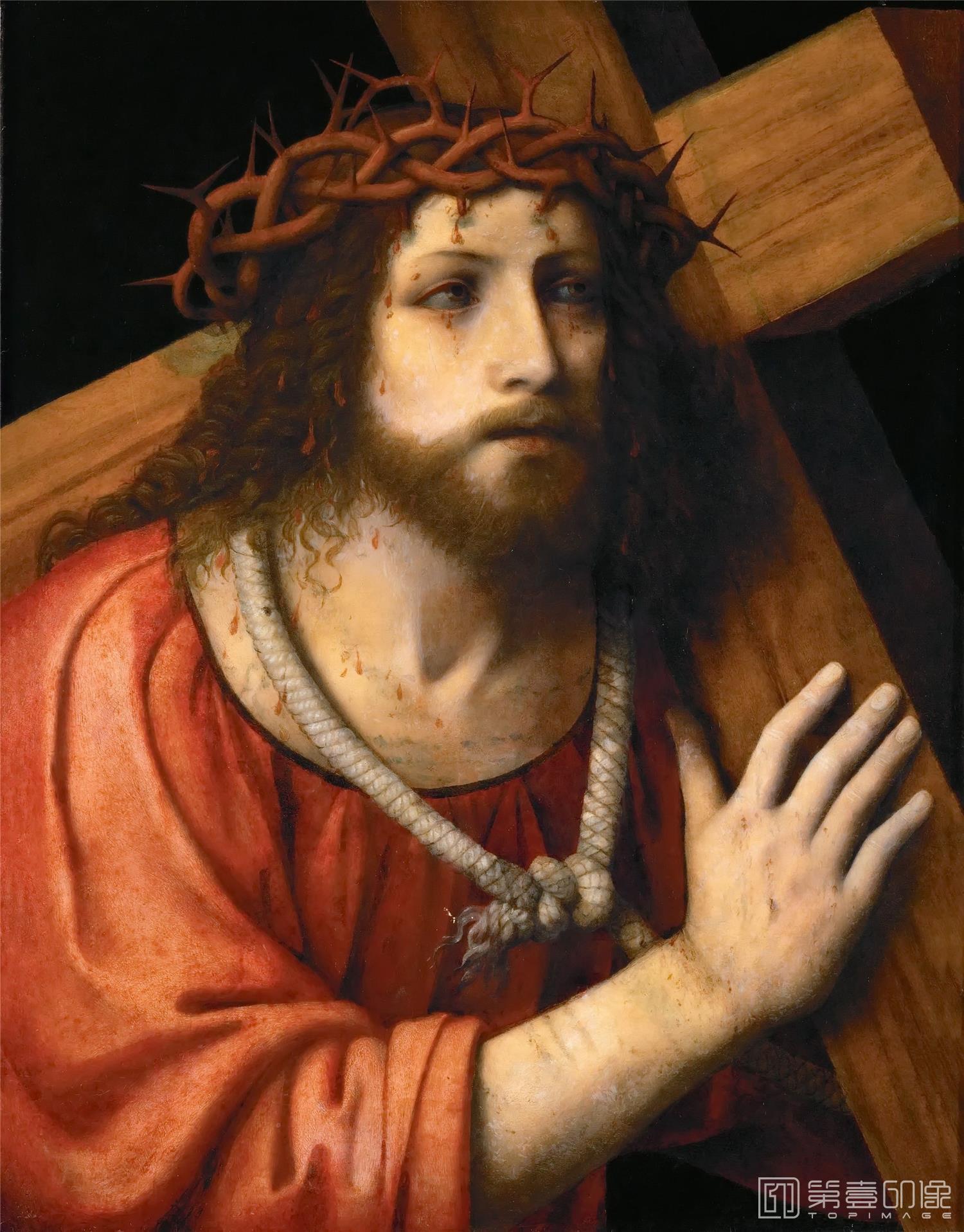 油画-奥地利维也纳艺术史博物馆-Bernardino Luini-Christ carrying the Cross