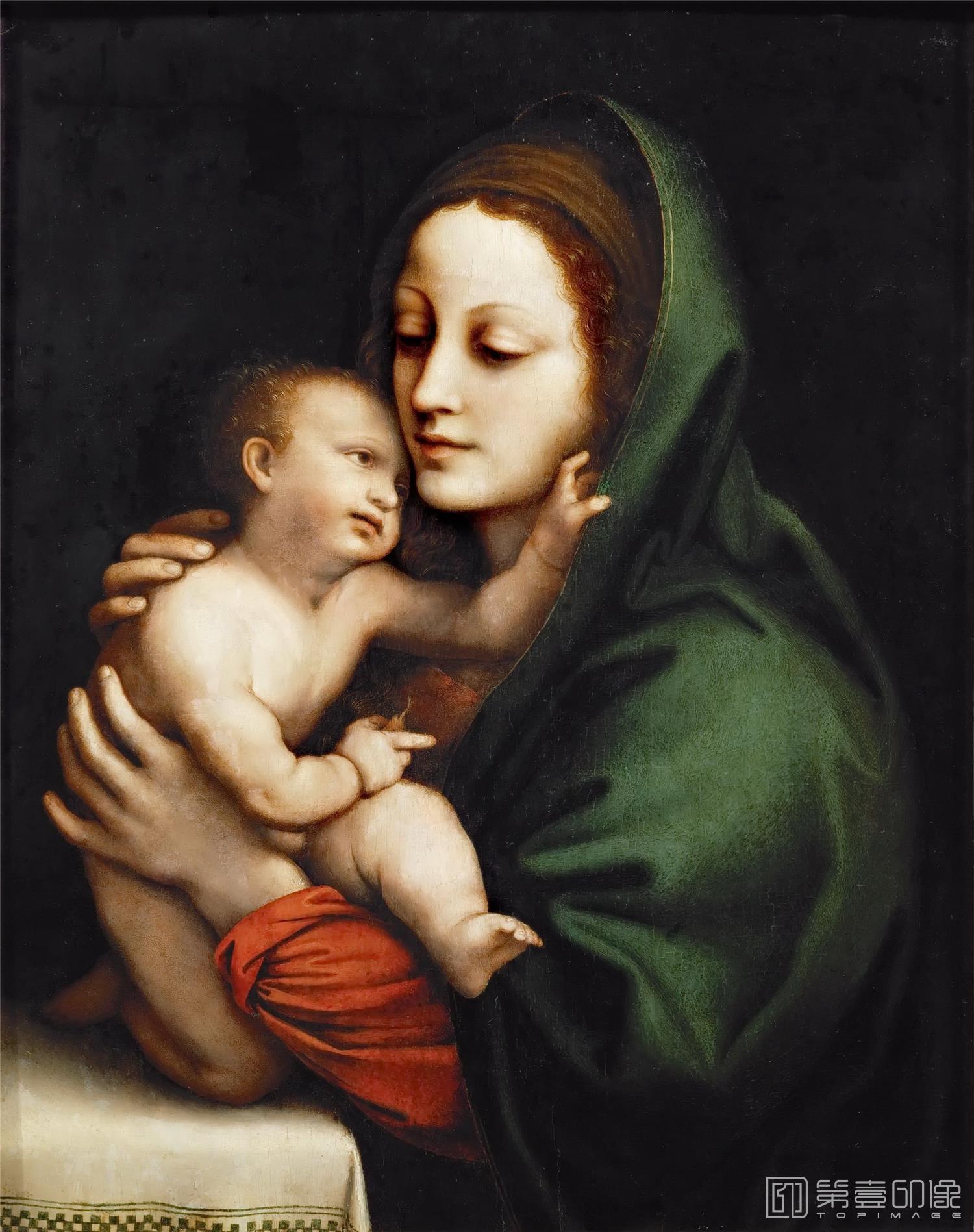 油画-奥地利维也纳艺术史博物馆-Bernardino Luini-Madonna and Child