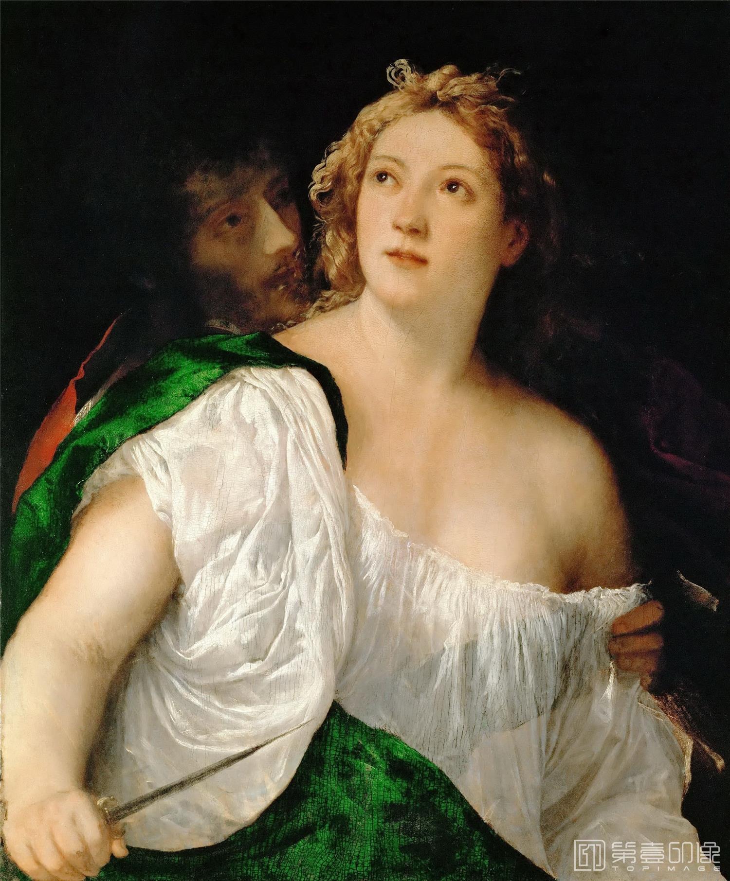 油画-奥地利维也纳艺术史博物馆-Titian-Lucretia and Her Consort