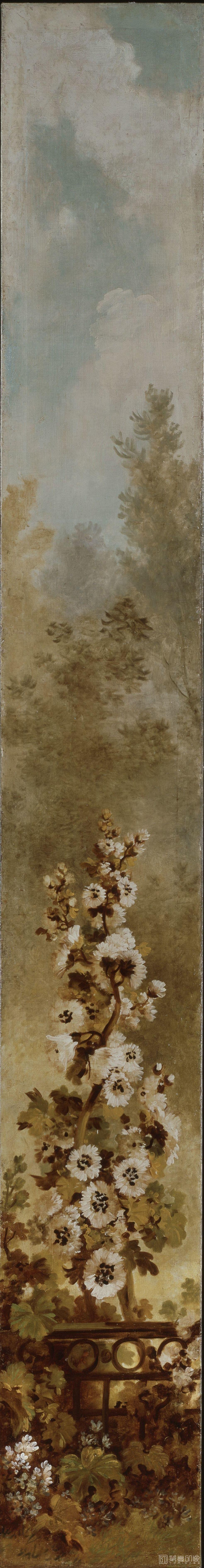 油画-美国弗里克美术馆-Jean-Honoré Fragonard-The Progress of Love Hollyhocks, 1790-1791 (2)