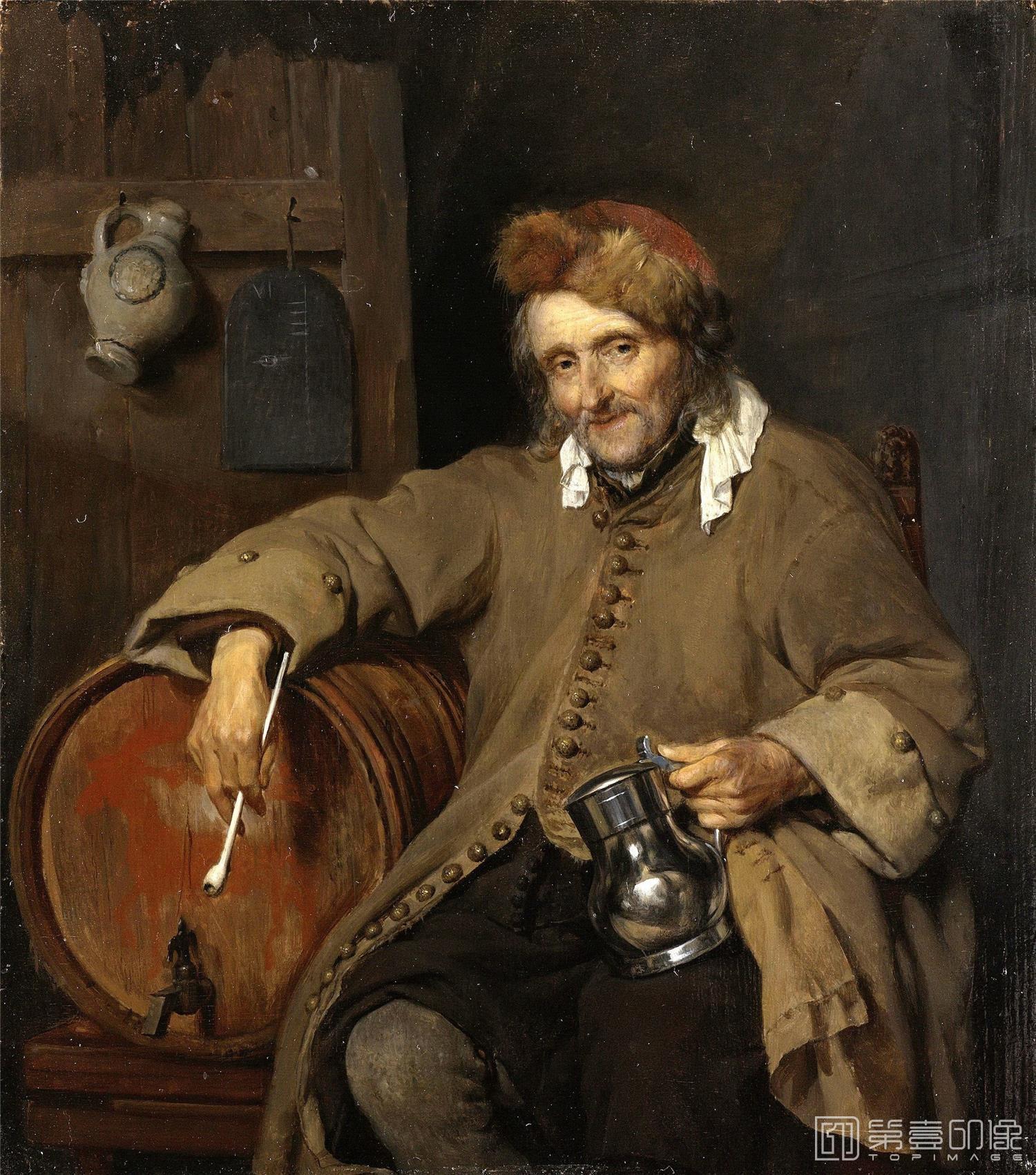 油画-荷兰阿姆斯特丹国家美术馆-Metsu, Gabriel-De oude drinker, 1650-1667