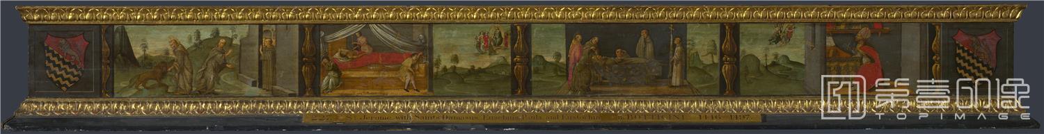 油画-大英博物馆-Francesco Botticini-Scenes from the Life of Saint Jerome-Predella