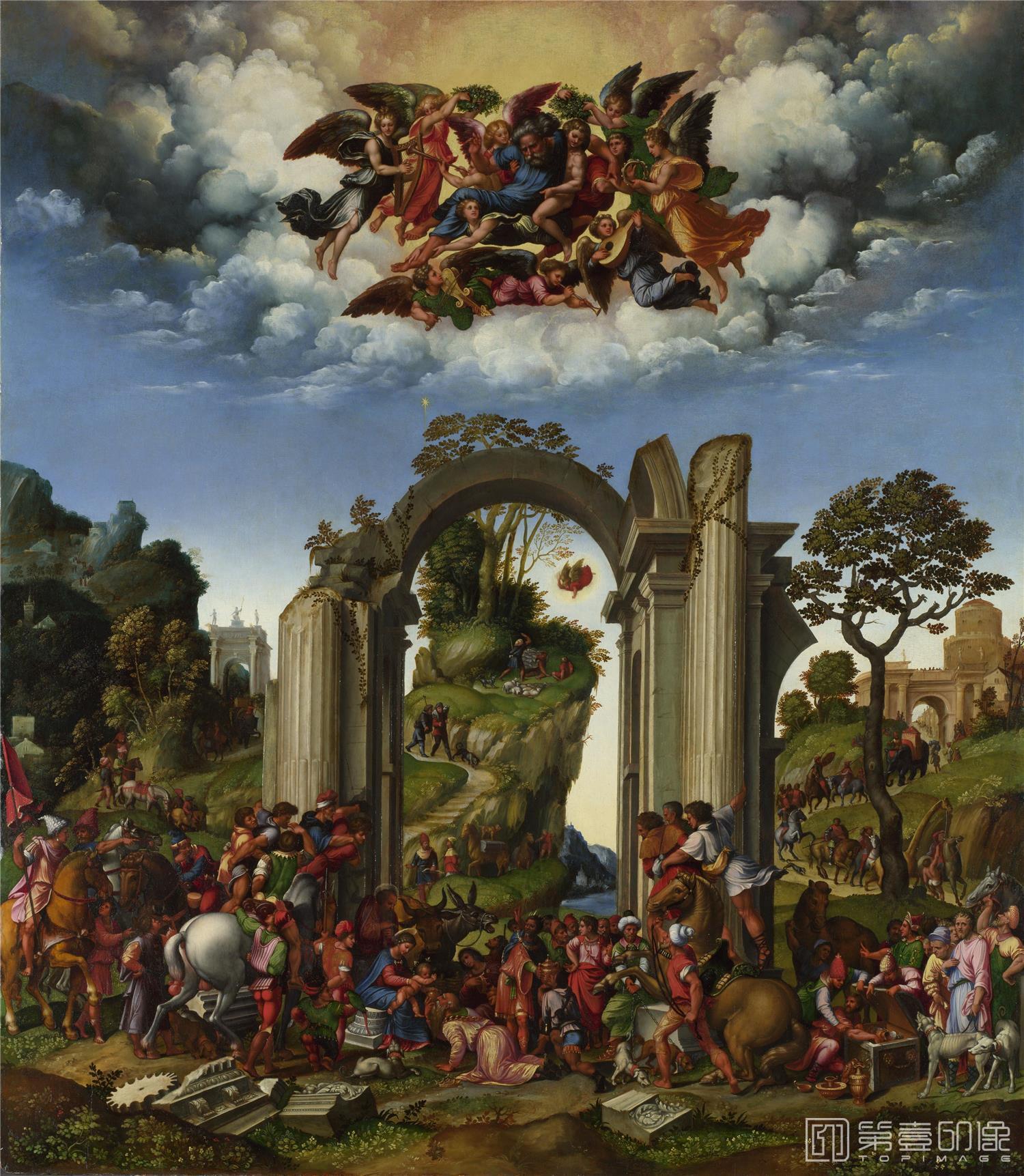 油画-大英博物馆-Girolamo da Treviso-The Adoration of the Kings