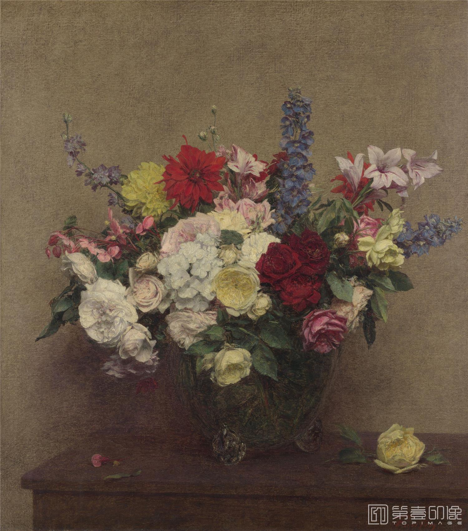 油画-大英博物馆-Ignace-Henri-Th+odore Fantin-Latour-The Rosy Wealth of June