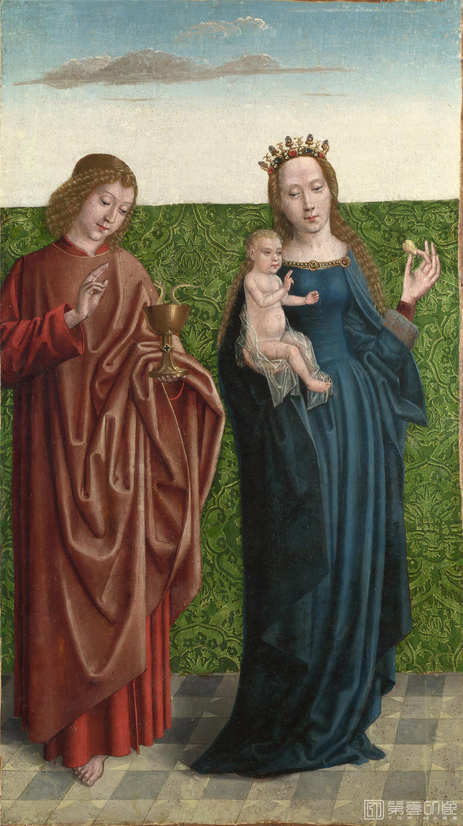 油画-大英博物馆-Master of the Saint Bartholomew Altarpiece-Saints Peter and Dorothy (1