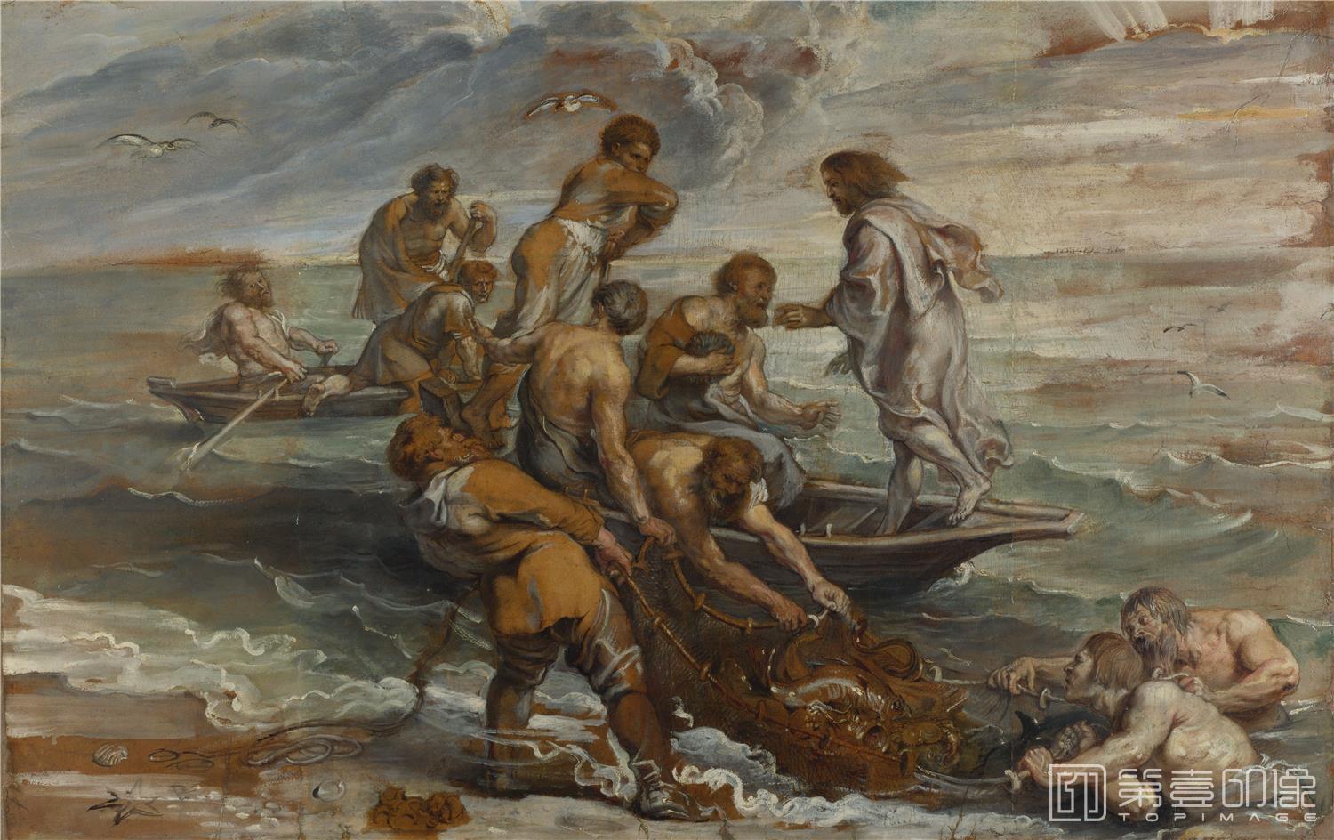 油画-大英博物馆-Peter Paul Rubens-The Miraculous Draught of Fishes