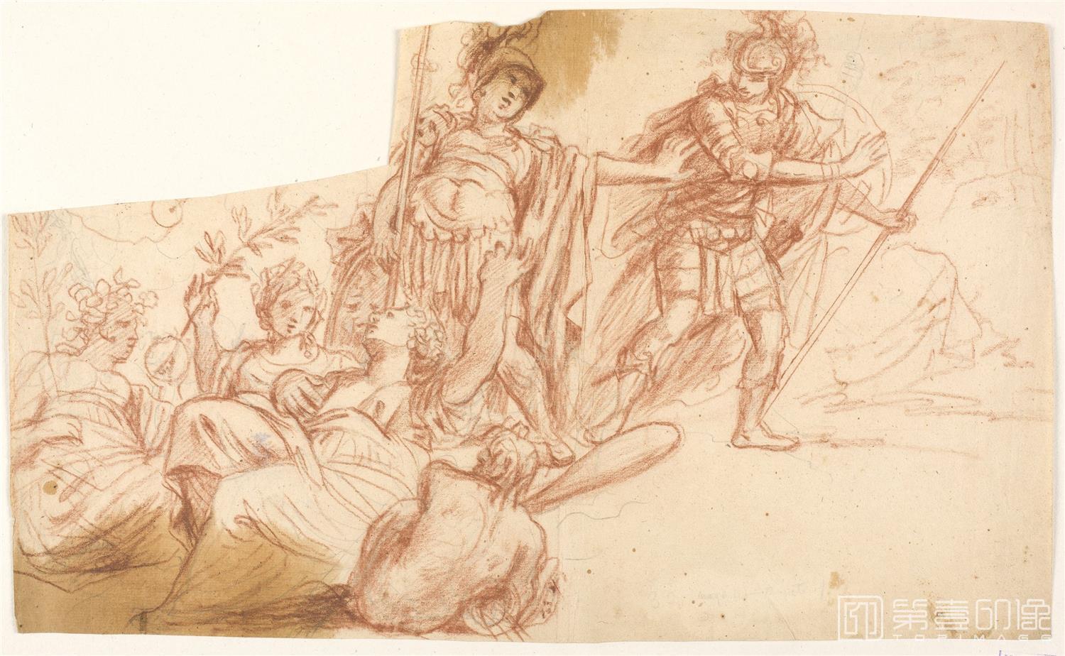 素描-西班牙普拉多美术馆素描藏画-Anonimo-Escena mitologica