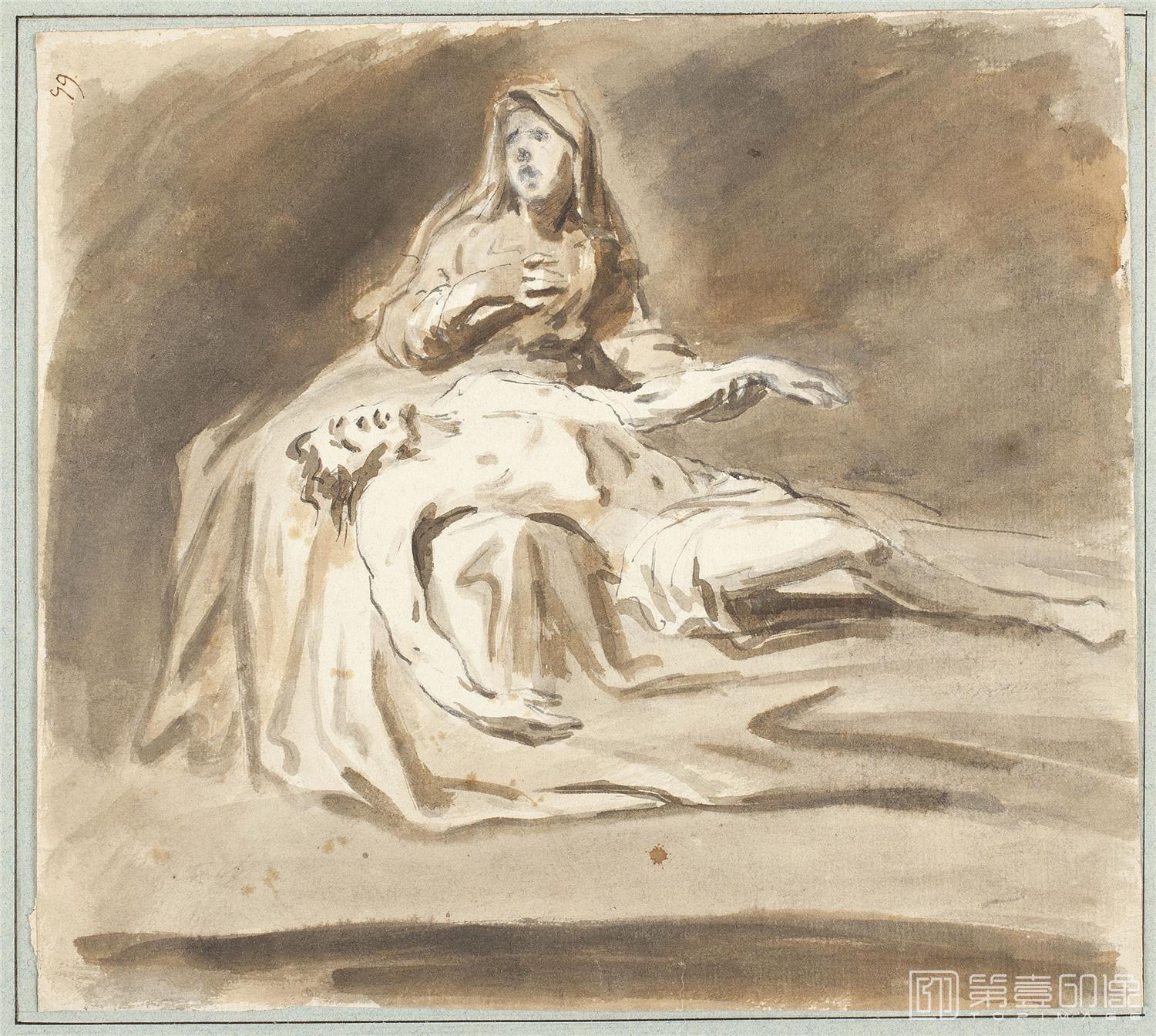素描-西班牙普拉多美术馆素描藏画-Anonimo-La Piedad