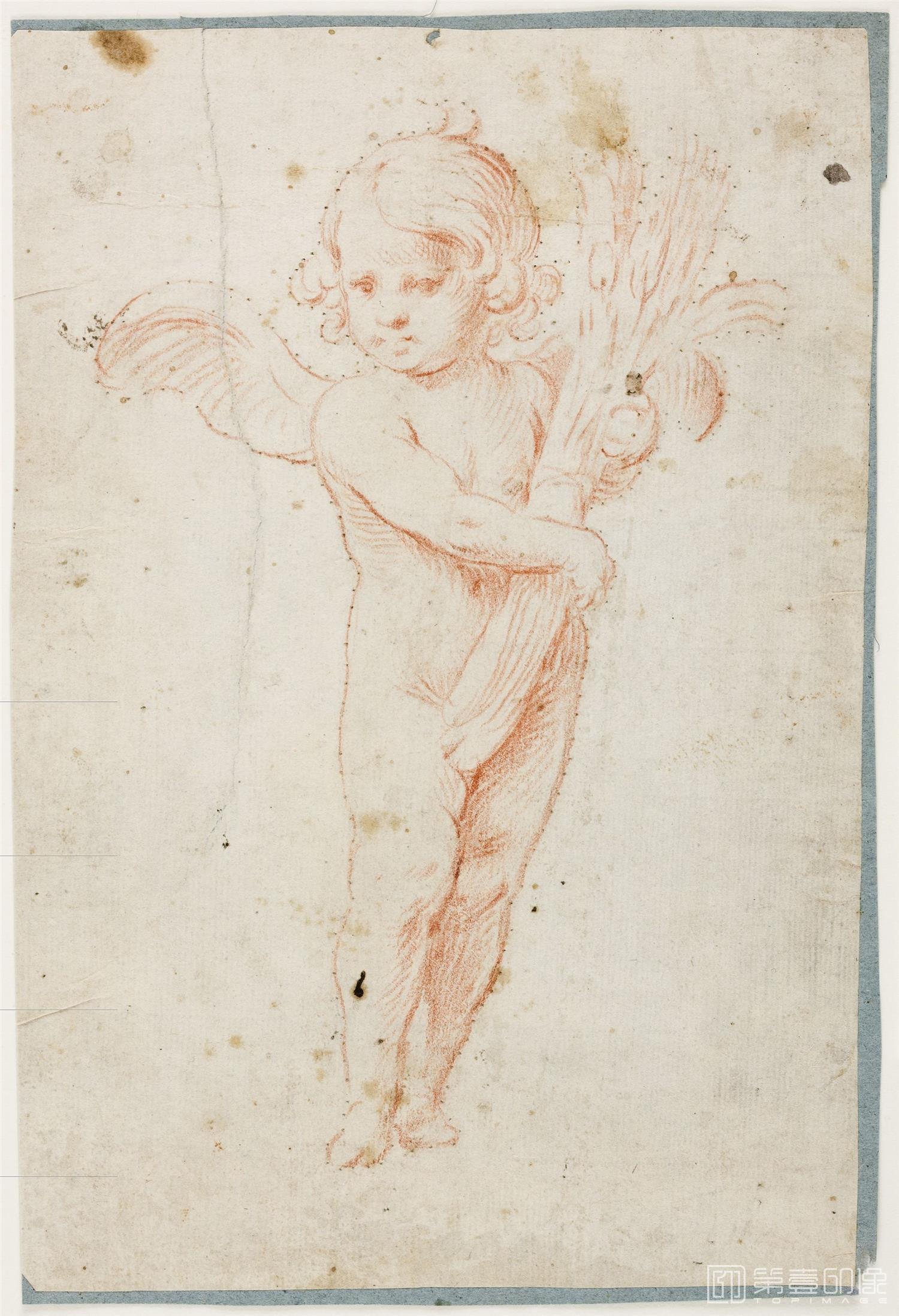 素描-西班牙普拉多美术馆素描藏画-Castillo Saavedra, Antonio del-Angel eucarístico sosteniendo un haz de
