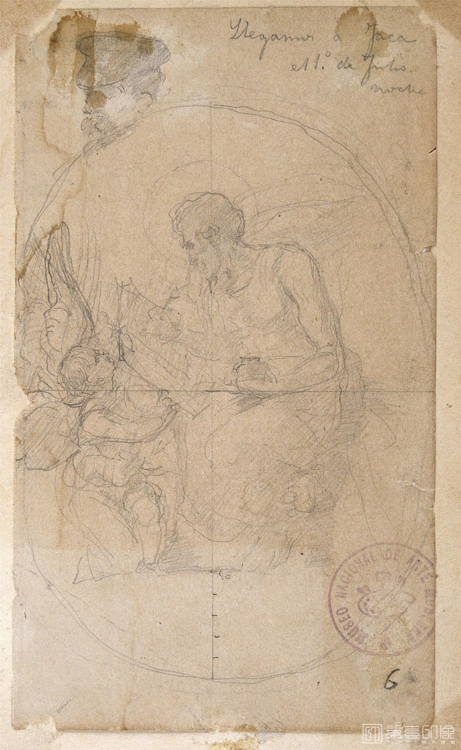 素描-西班牙普拉多美术馆素描藏画-Rosales Gallinas, Eduardo-El evangelista San Mateo
