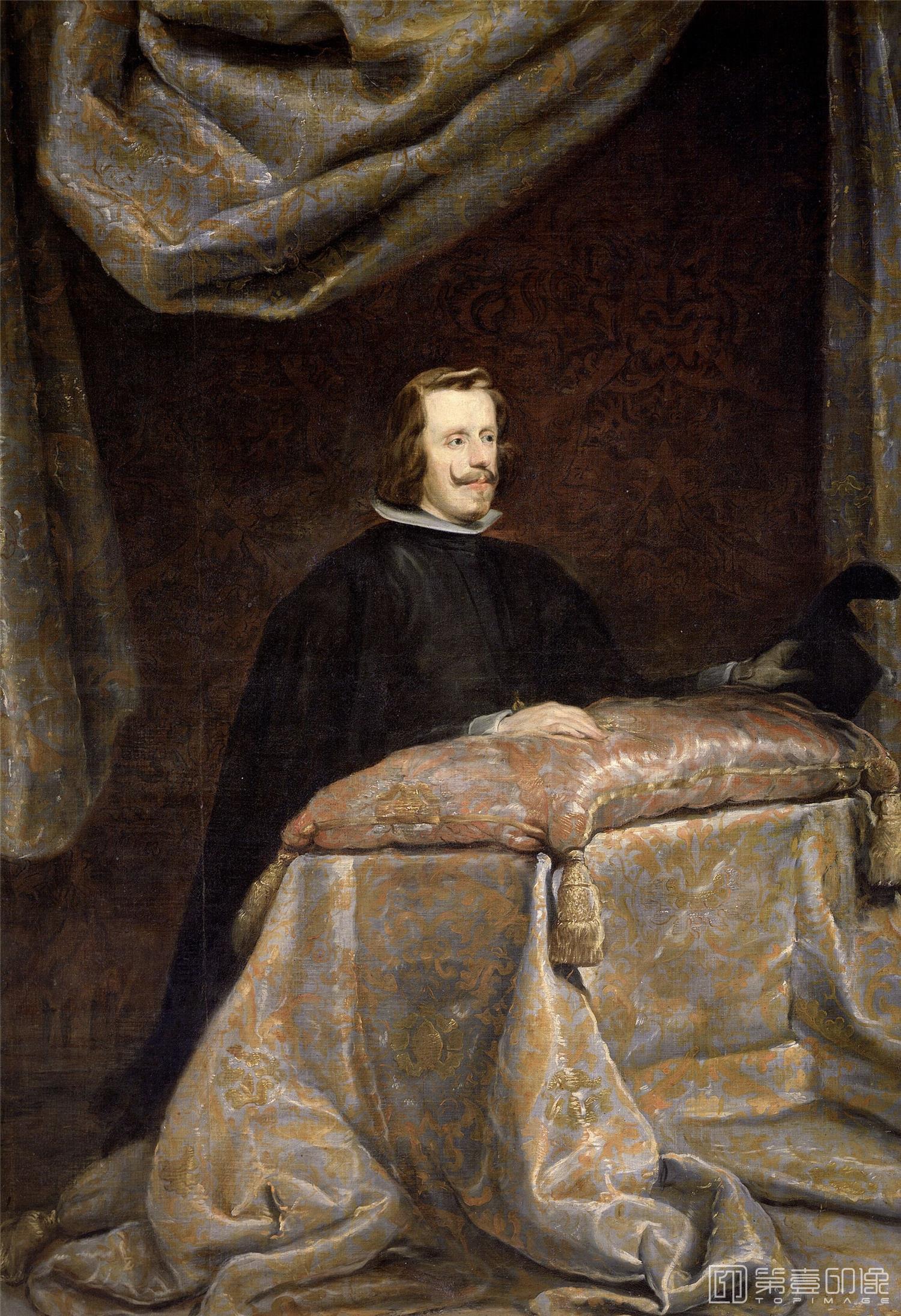 油画-西班牙普拉多美术馆-Velázquez, Diego Rodríguez de Silva y (Taller de)-Felipe IV, orante-209 cm