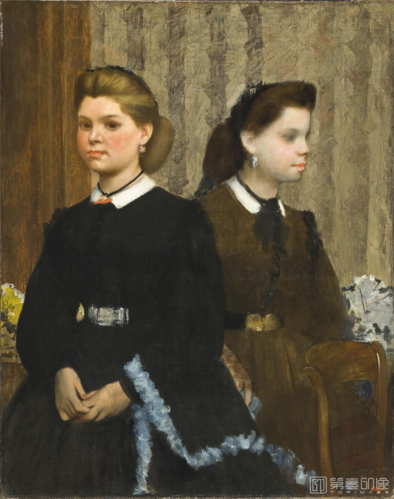 油画-美国洛杉矶国家美术馆-Edgar Degas-The Bellelli Sisters