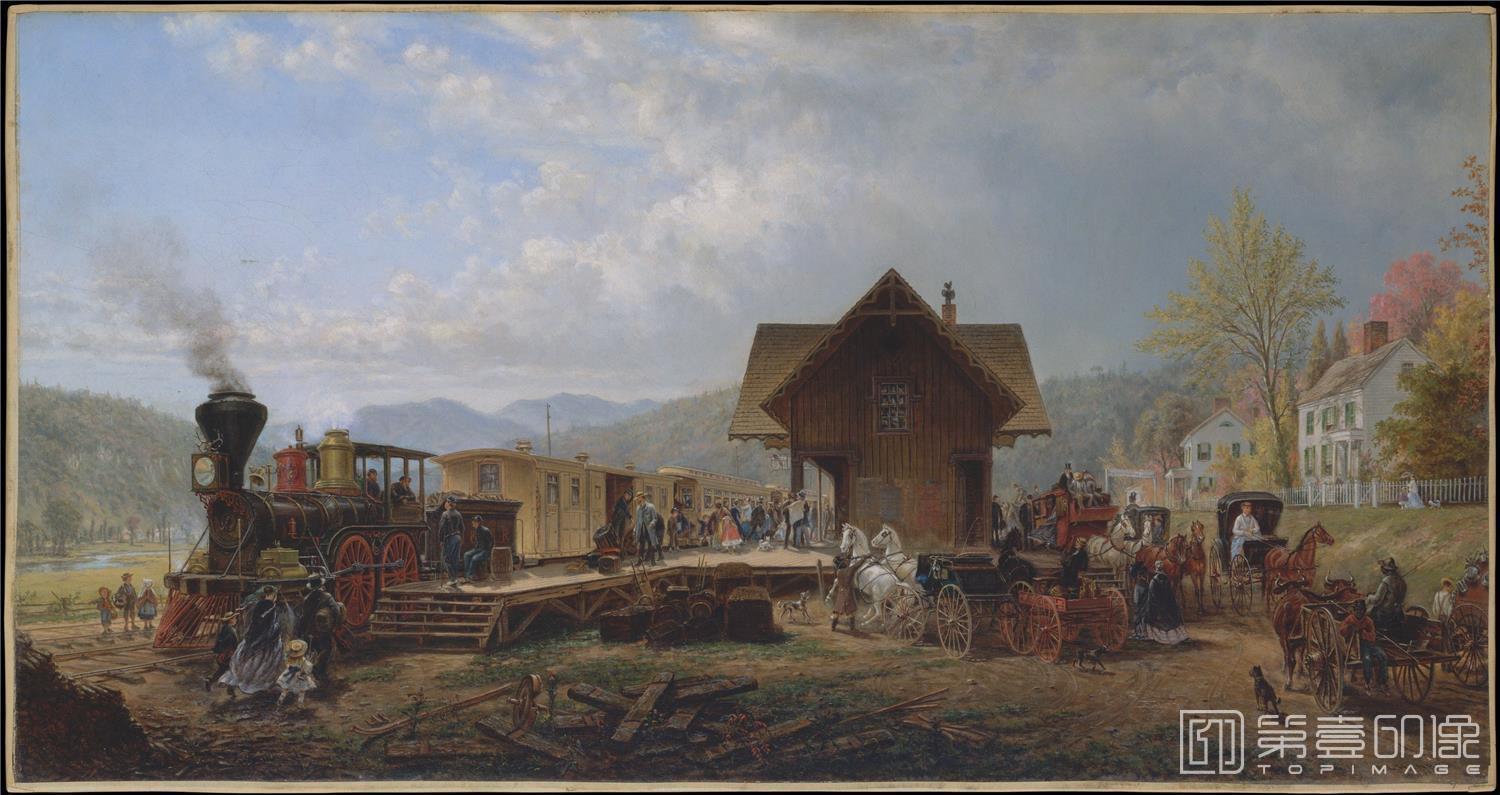 油画-美国纽约大都会美术馆油画藏-Edward Lamson Henry-The 9-45 Accommodation0635
