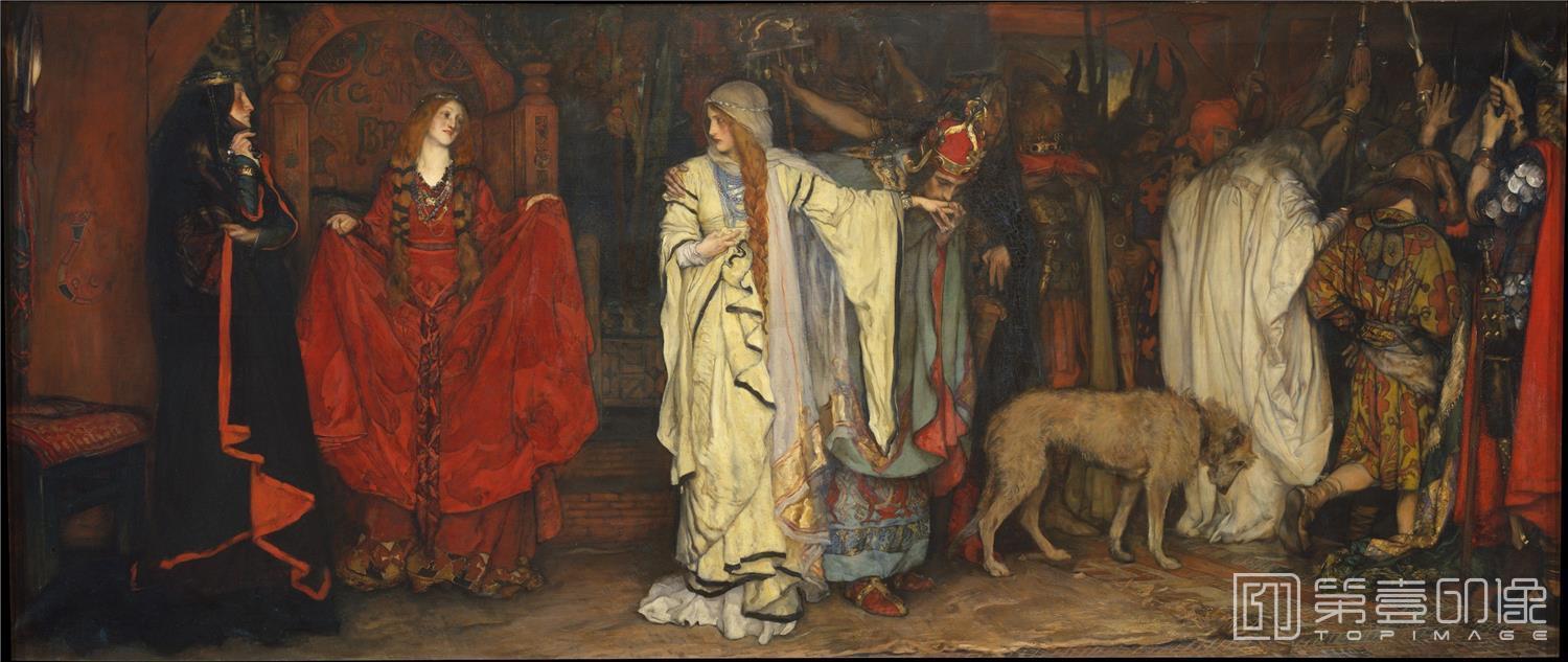 油画-美国纽约大都会美术馆油画藏-Edwin Austin Abbey-King Lear, Act I, Scene I0638
