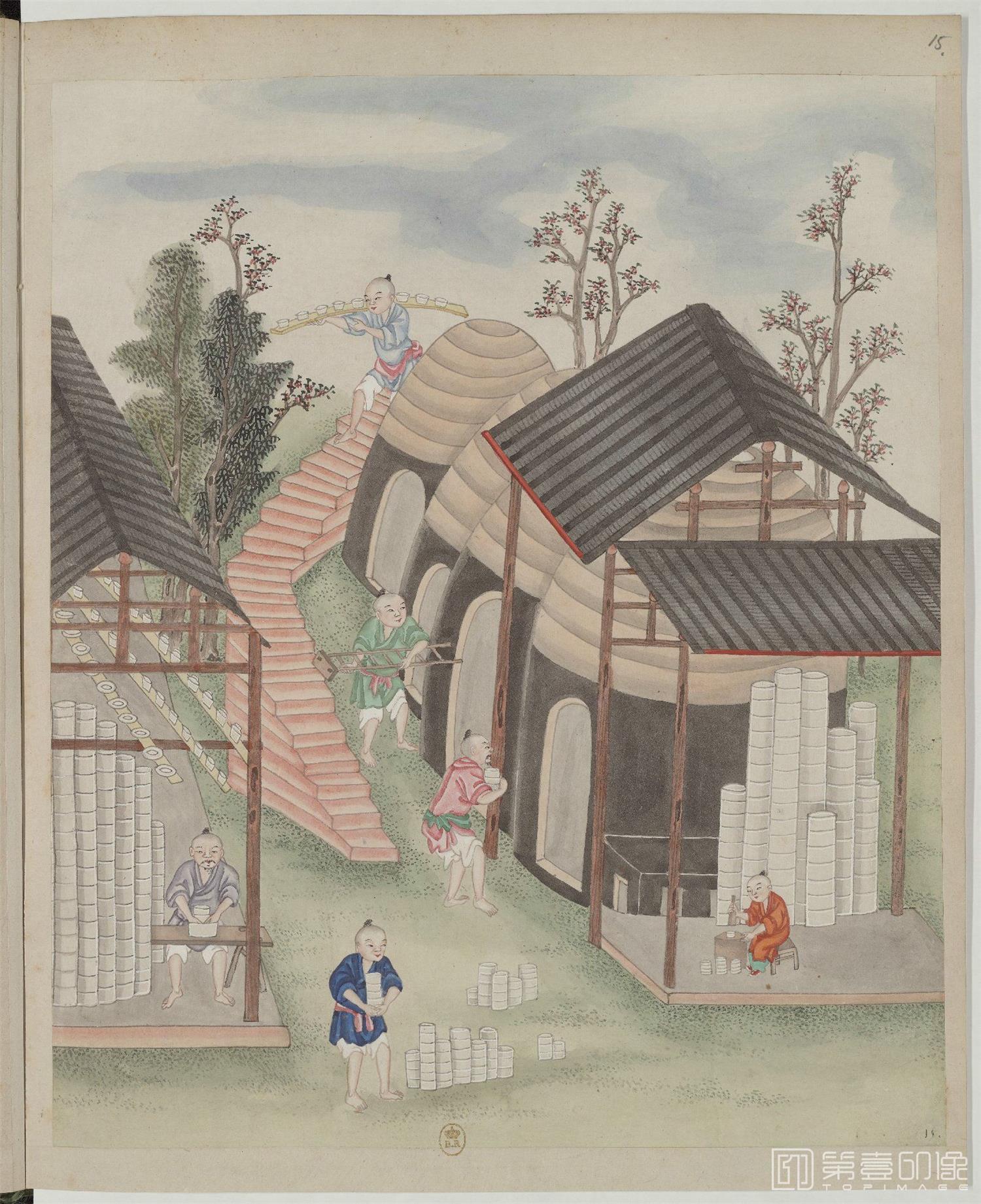 水粉画-中国自然历史绘画.瓷器制造.水粉和通草画册.两本.19世纪-021