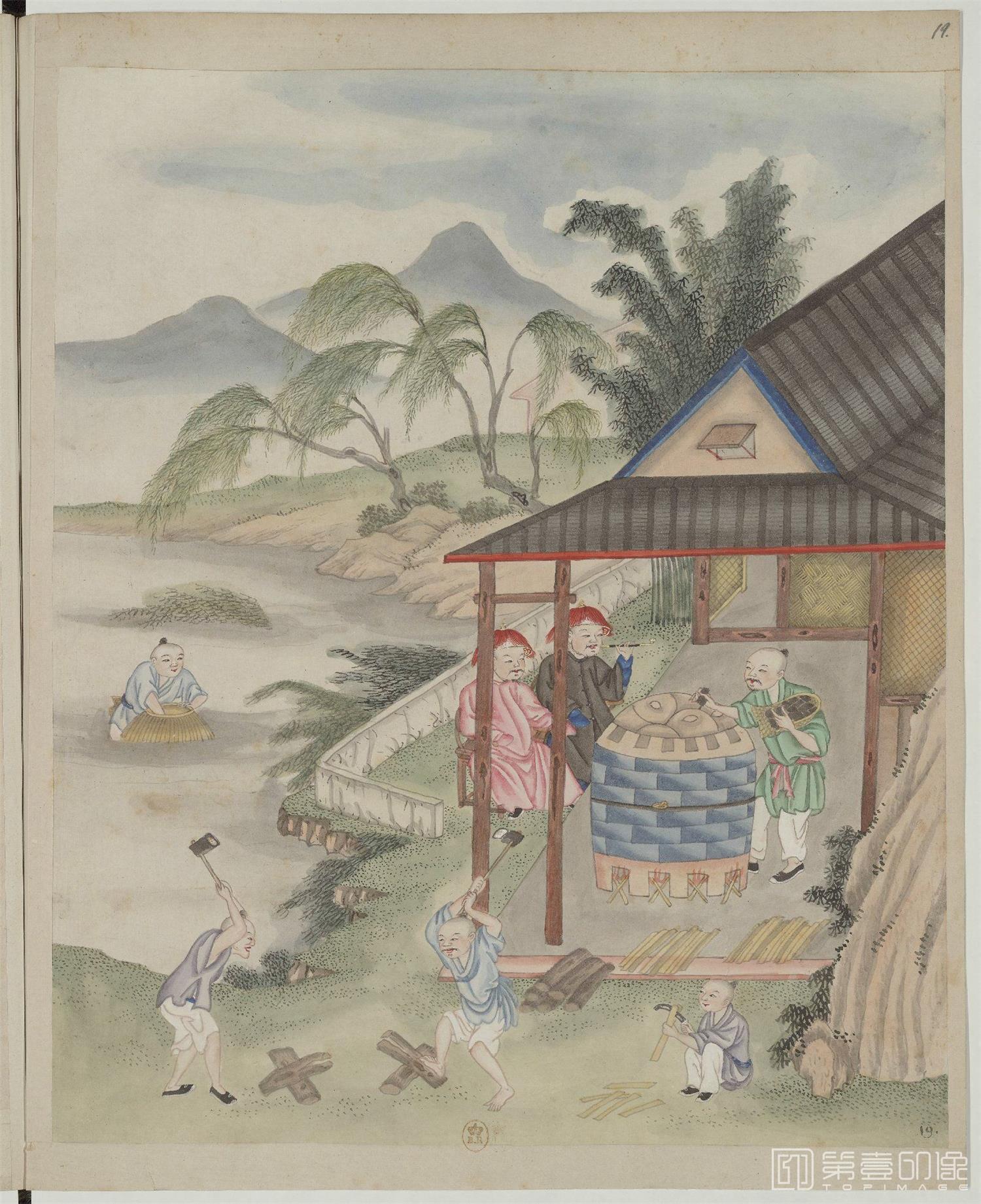水粉画-中国自然历史绘画.瓷器制造.水粉和通草画册.两本.19世纪-025
