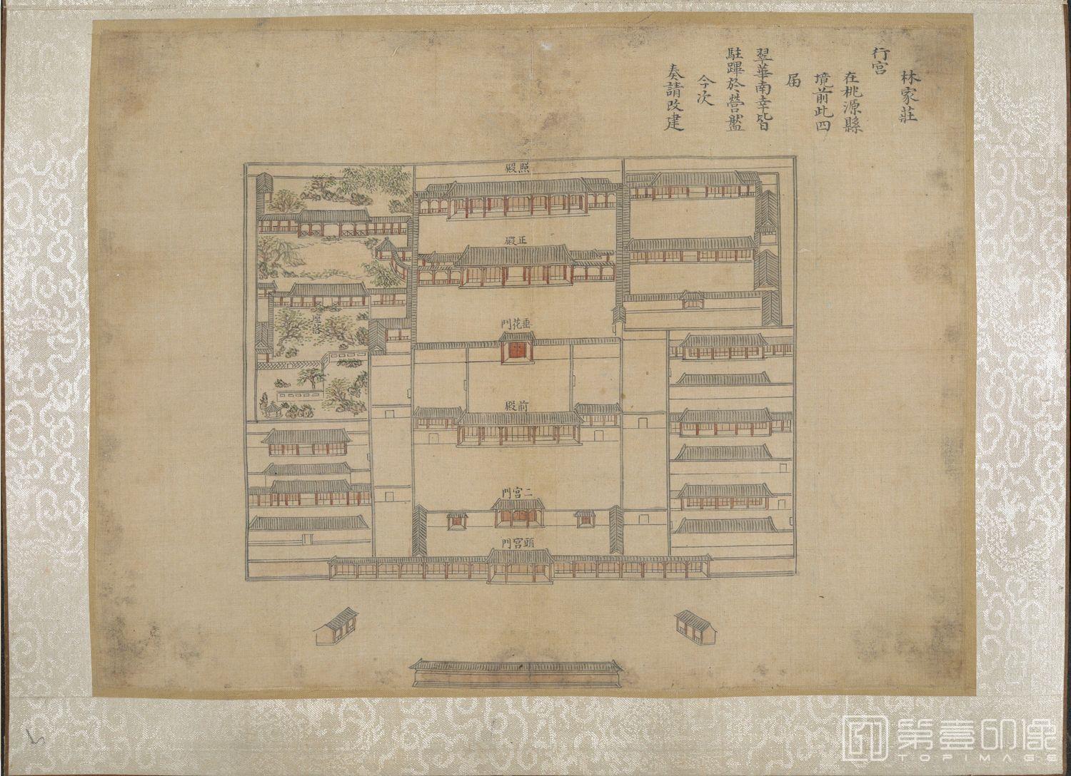 手绘-乾隆南巡驻跸图页23帧HD-5.林家庄行宫.桃源县 40×29.5cm
