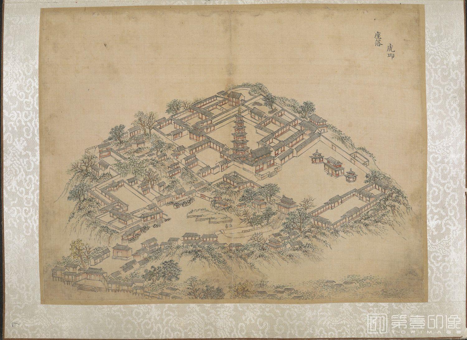 手绘-乾隆南巡驻跸图页23帧HD-7.虎丘座落.苏州 40×29.5cm