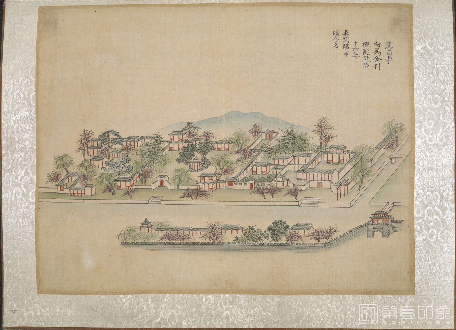手绘-乾隆南巡驻跸图页23帧-慧因寺.扬州-旧为舍利禅院 40×29.5cm