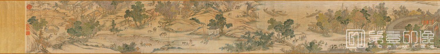 国画-仿杨大章宋院本金陵图卷-4 35x1121cm