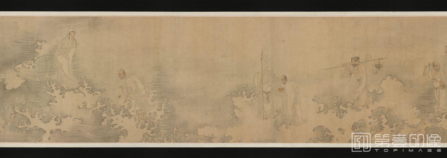 国画-十二罗汉画像全卷-3 23.1×866.4