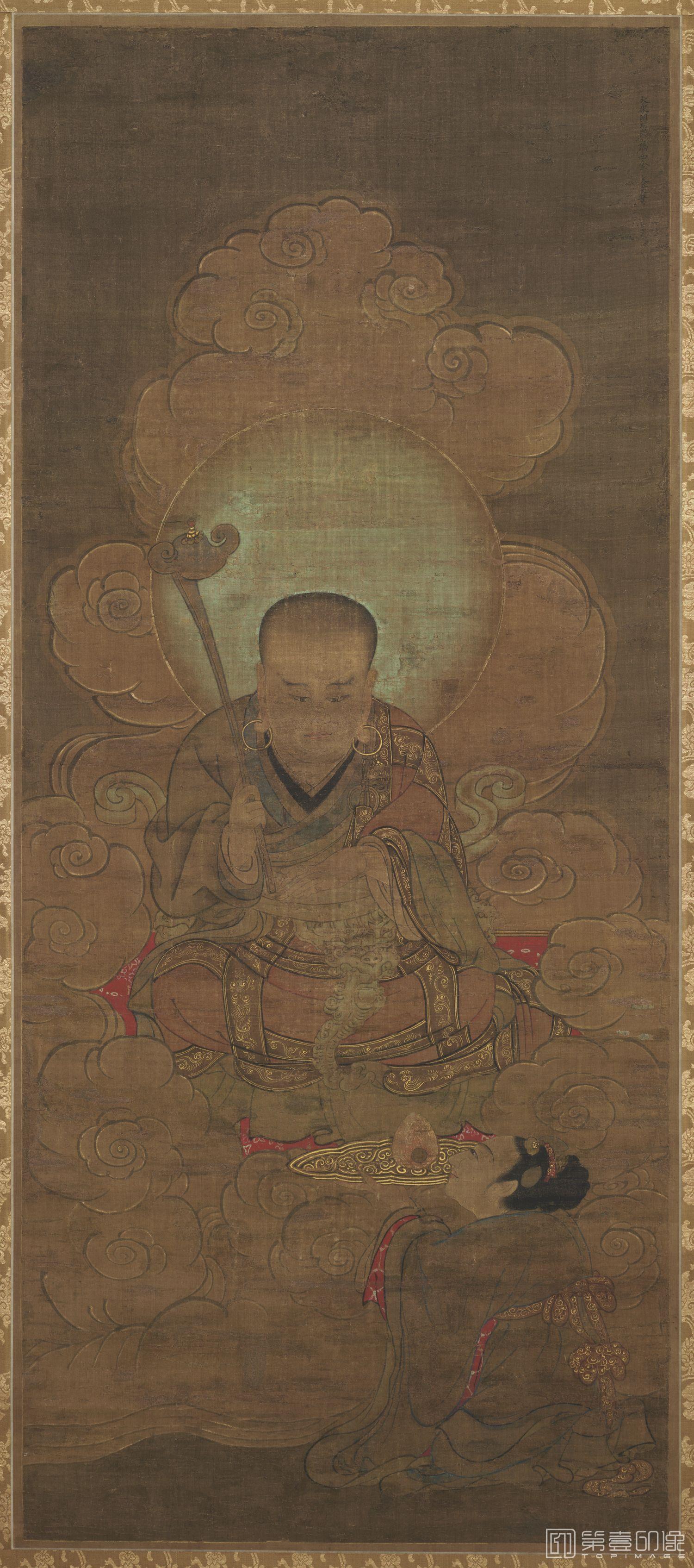手绘-十六罗汉图 (存十幅-01.第二尊者.迦诺迦伐蹉尊者.南宋时代.金大受绘.绢本着色.