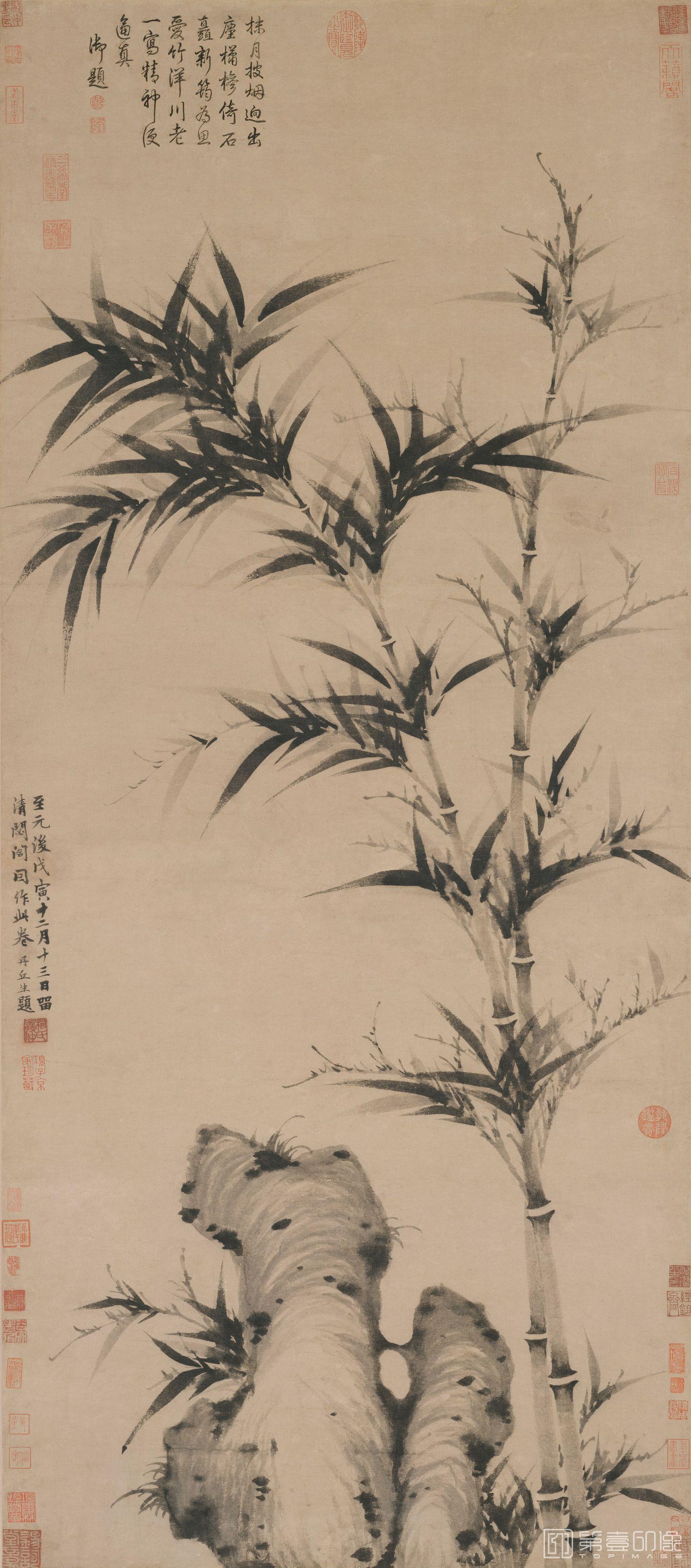 国画-閟阁墨竹图 132.8x58.5