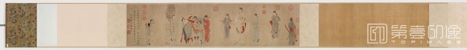 国画-贵妃上马图 29.5x117 国画-贵妃上马图 29.5x117