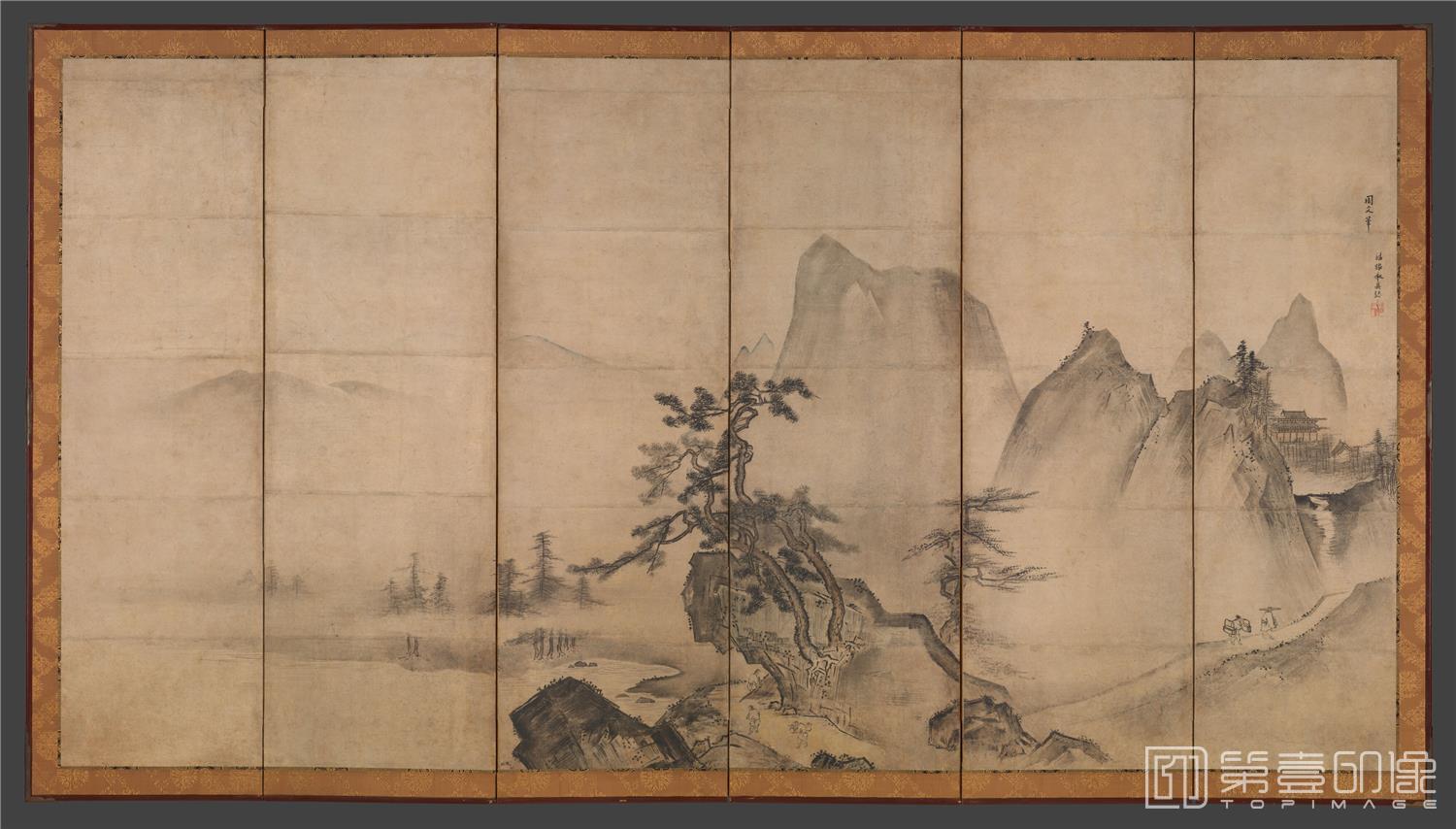 国画-山水图屏风一