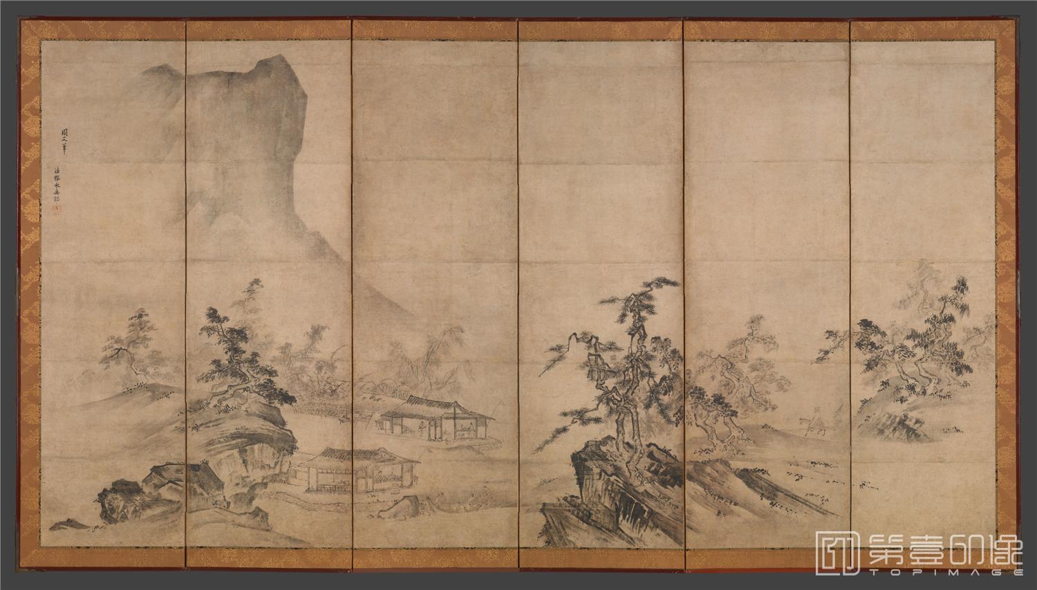 国画-山水图屏风二