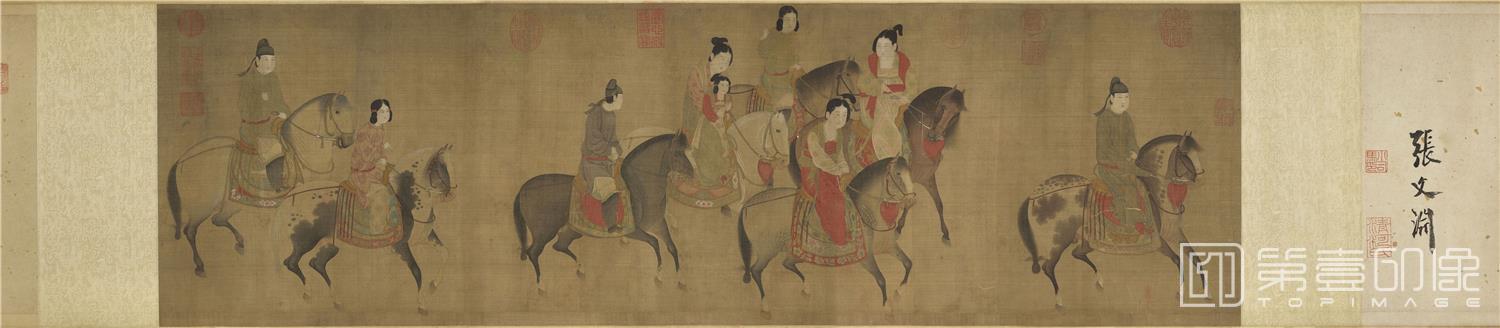 国画-丽人行图 112.63x33.4