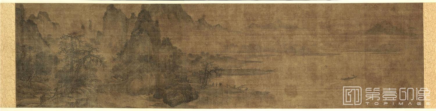 手绘-潇湘八景-渔村落照 90.7×23.4 普林斯顿大学艺术博物馆