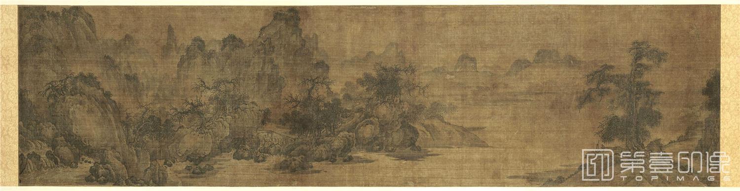 手绘-潇湘八景-烟寺晚钟 90.7×23.4 普林斯顿大学艺术博物馆