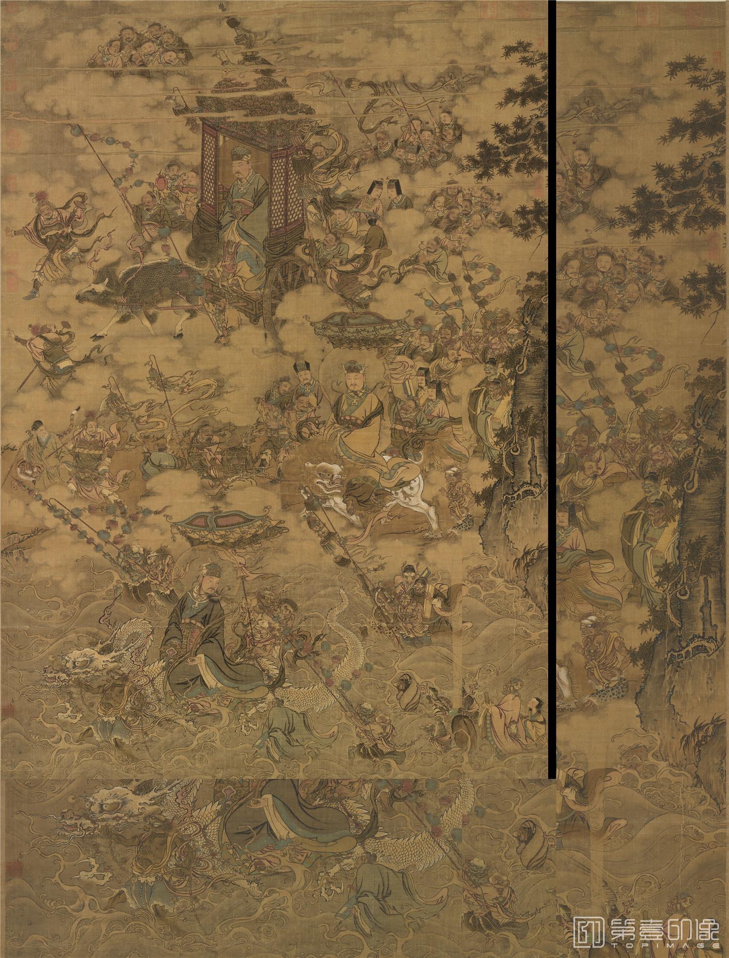 手绘-三官出巡图 174.2x122.9