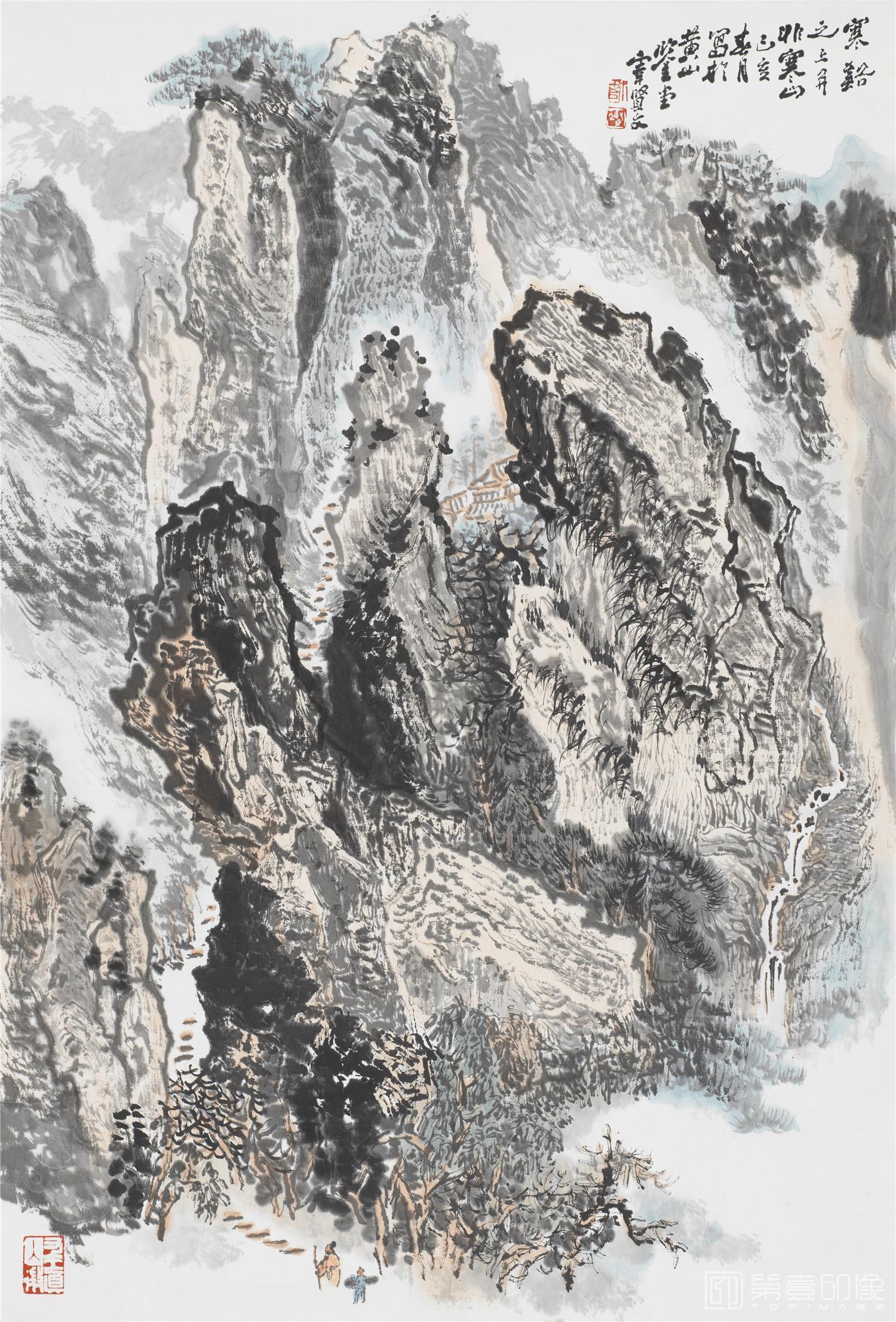 手绘-宰贤文 寒溪图 78.5x53.2