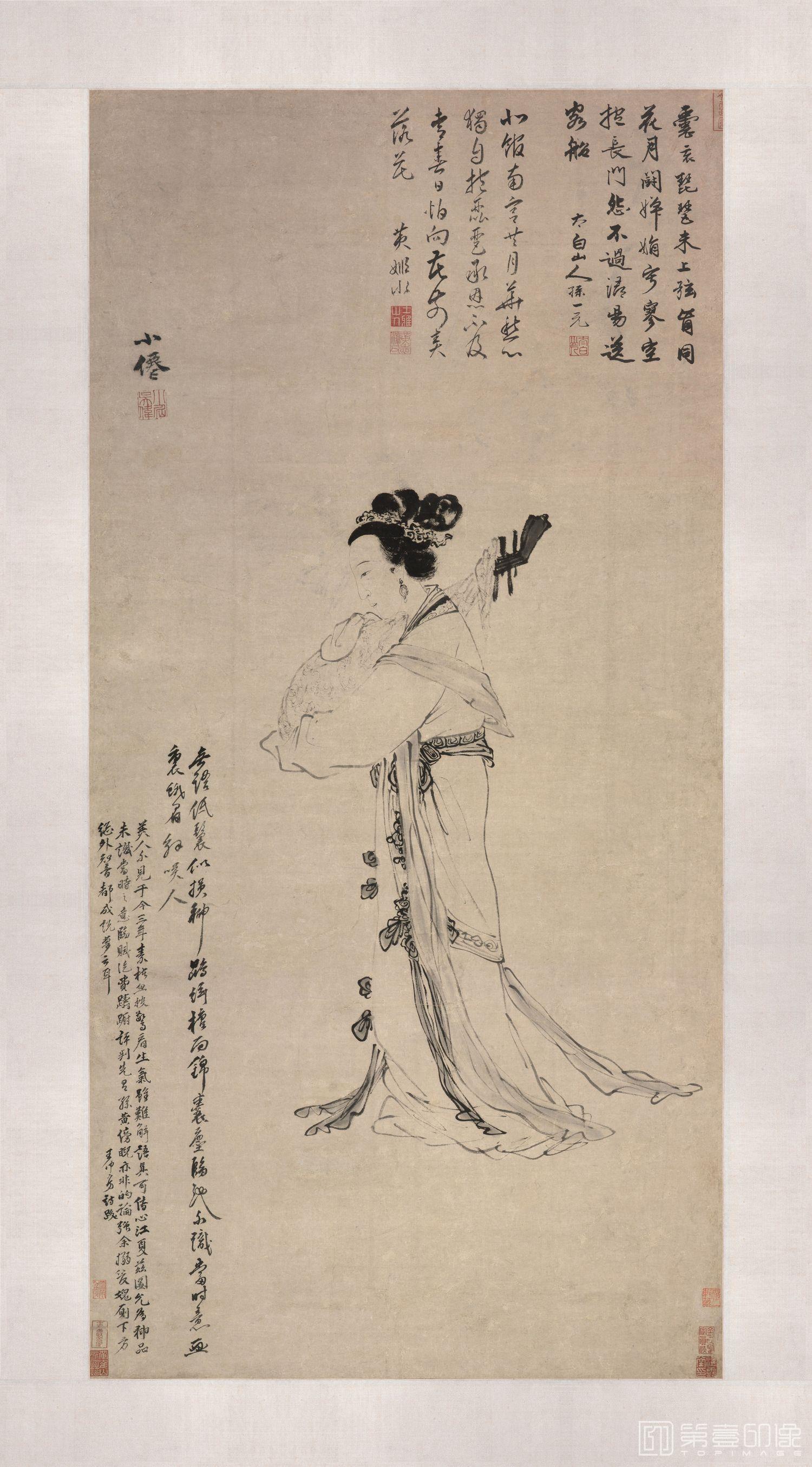 手绘-琵琶美人图 124.5x61.2CM
