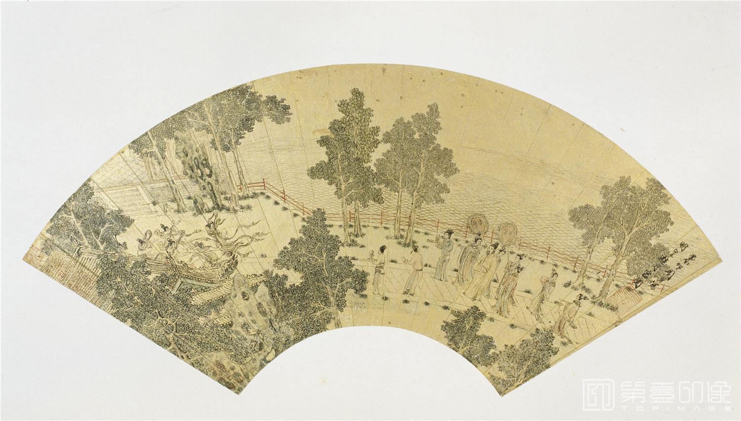 手绘-明皇游月宫图 18.6x50厘米。