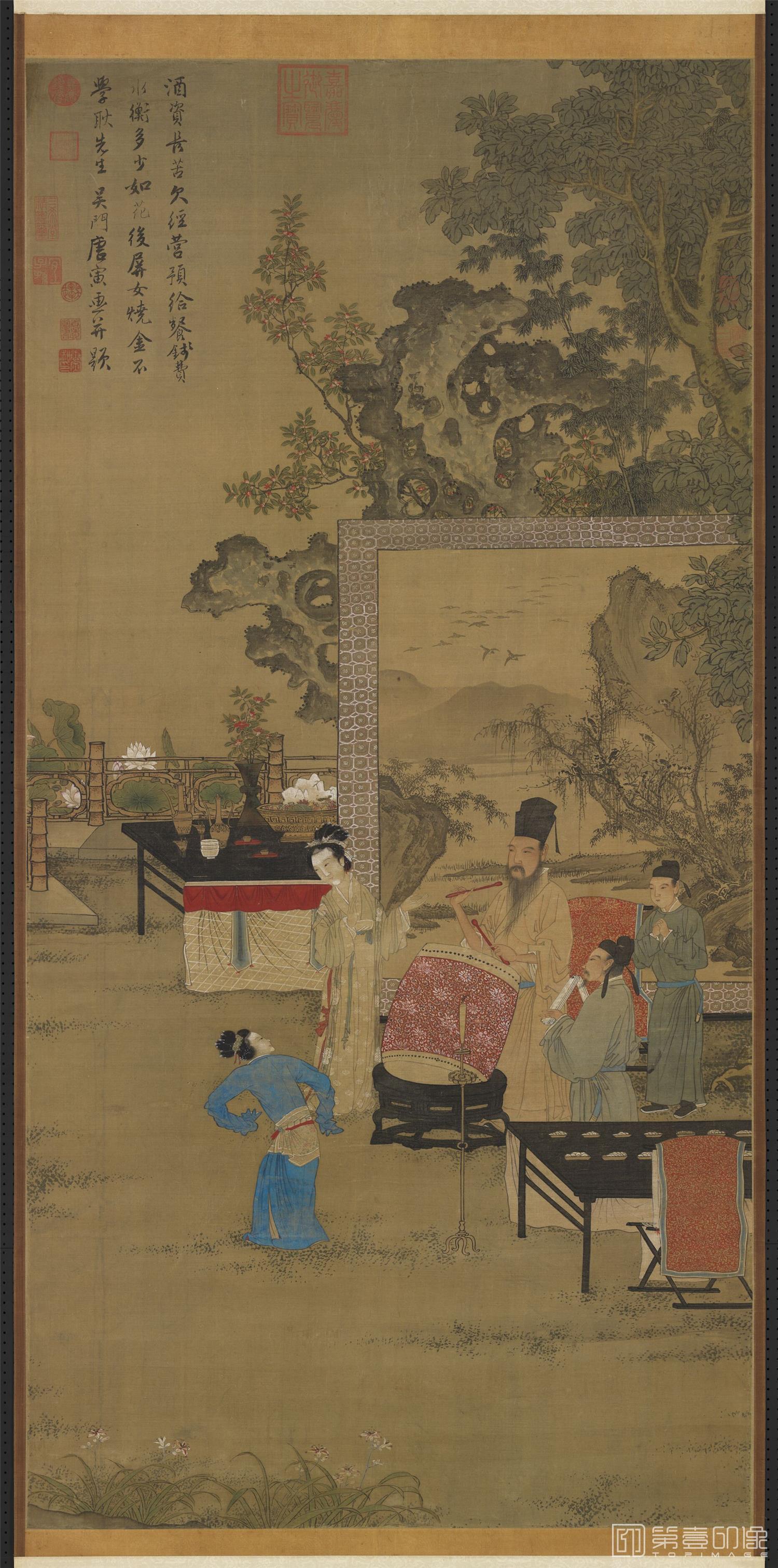 水彩画-韩熙载夜宴图轴 146.4x72.6 水彩画-韩熙载夜宴图轴 146.4x72.6