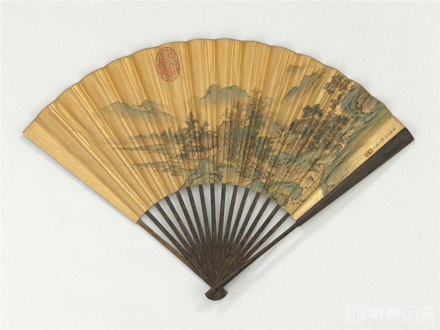 水彩画-竹埜成扇 17.3x46.1