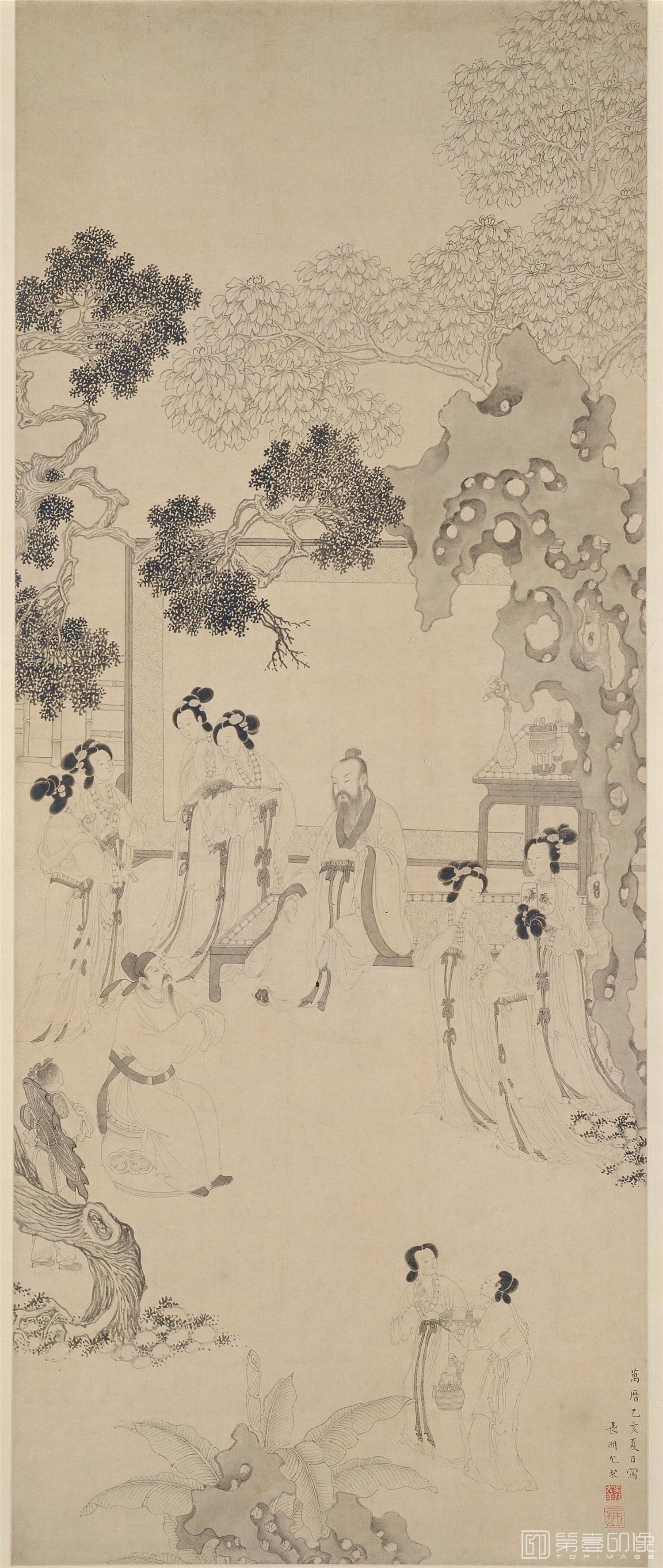 手绘-红拂图 113x46