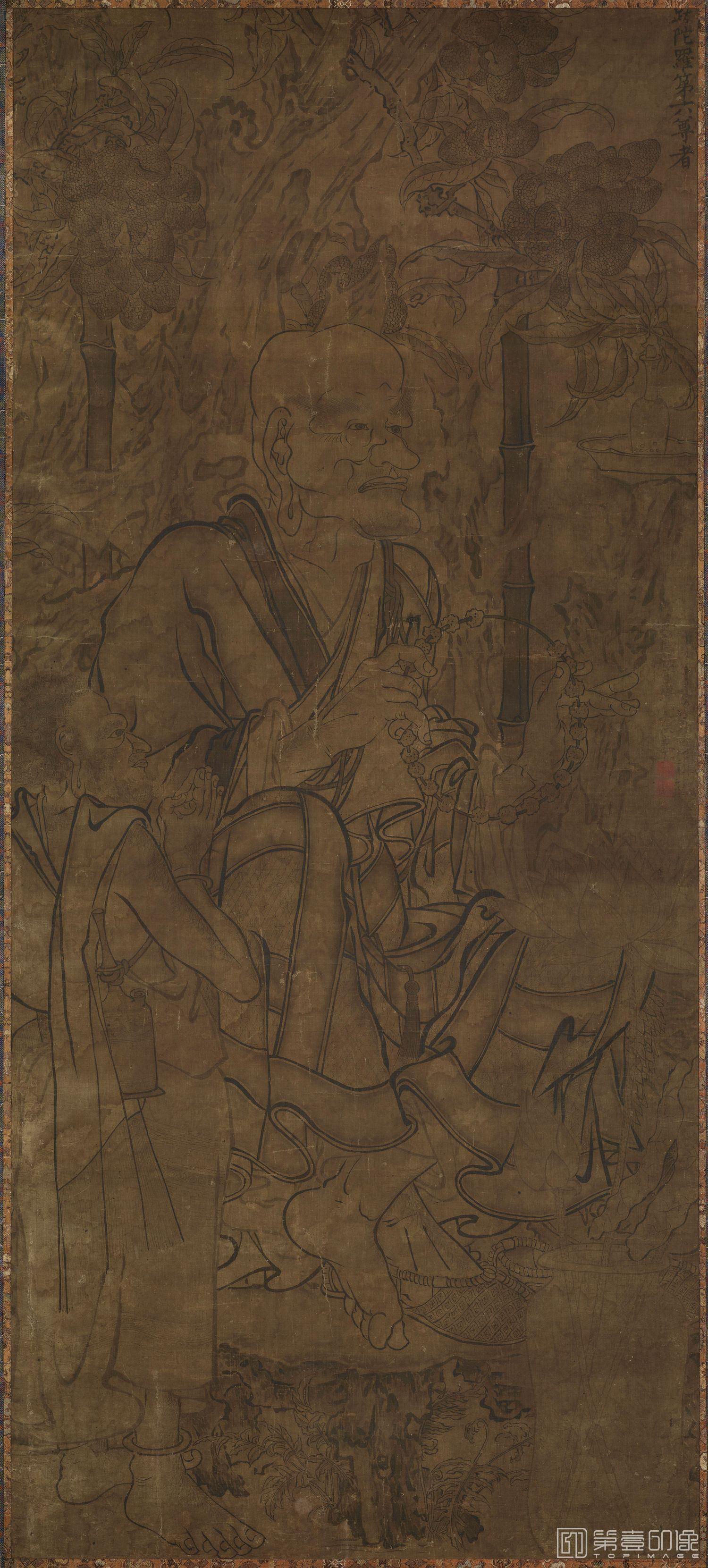手绘-白描佛像第六尊者 128.1×56.6