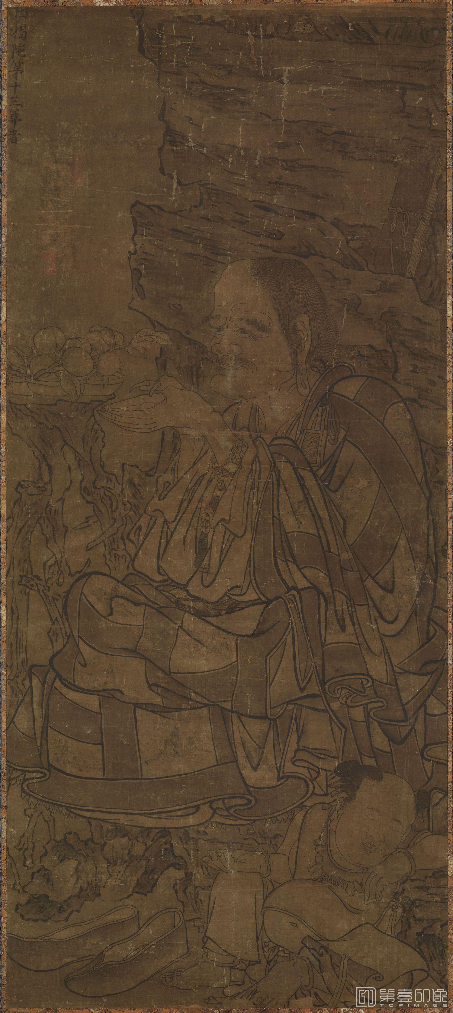 手绘-白描佛像第十三尊者 128.8x56.5