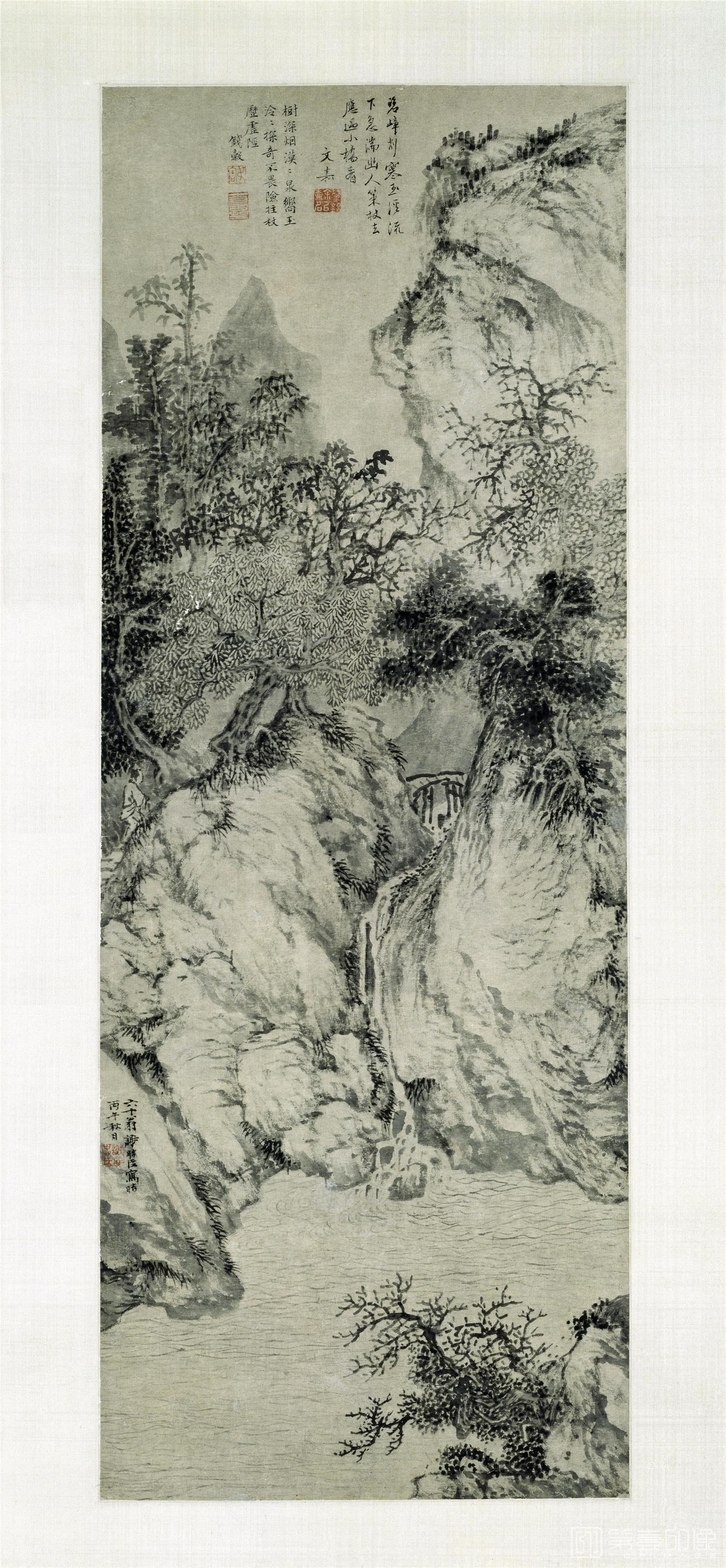 国画-策杖寻幽图 84.9x31.3
